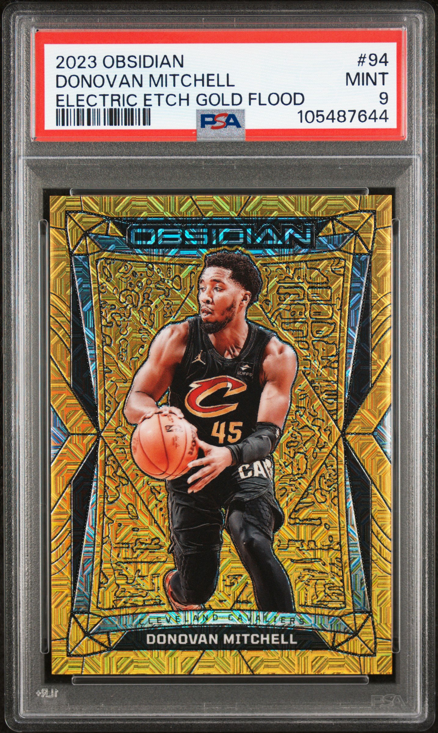 2023 Panini Obsidian Donovan Mitchell #94 (Electric Etch Gold Flood) Mint 9 front