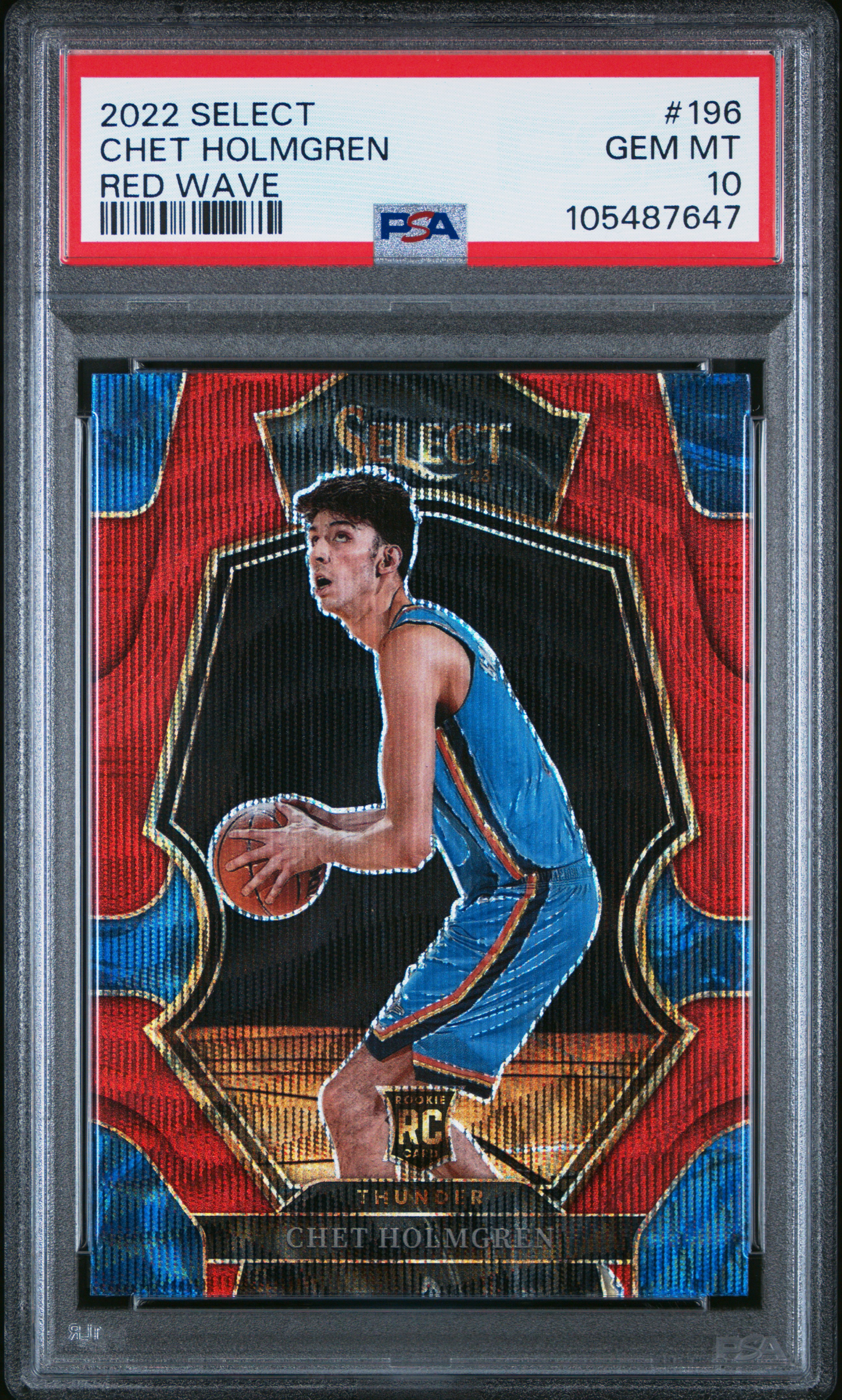 2022 Panini Select Chet Holmgren #196 (Red Wave) Gem Mt 10 front