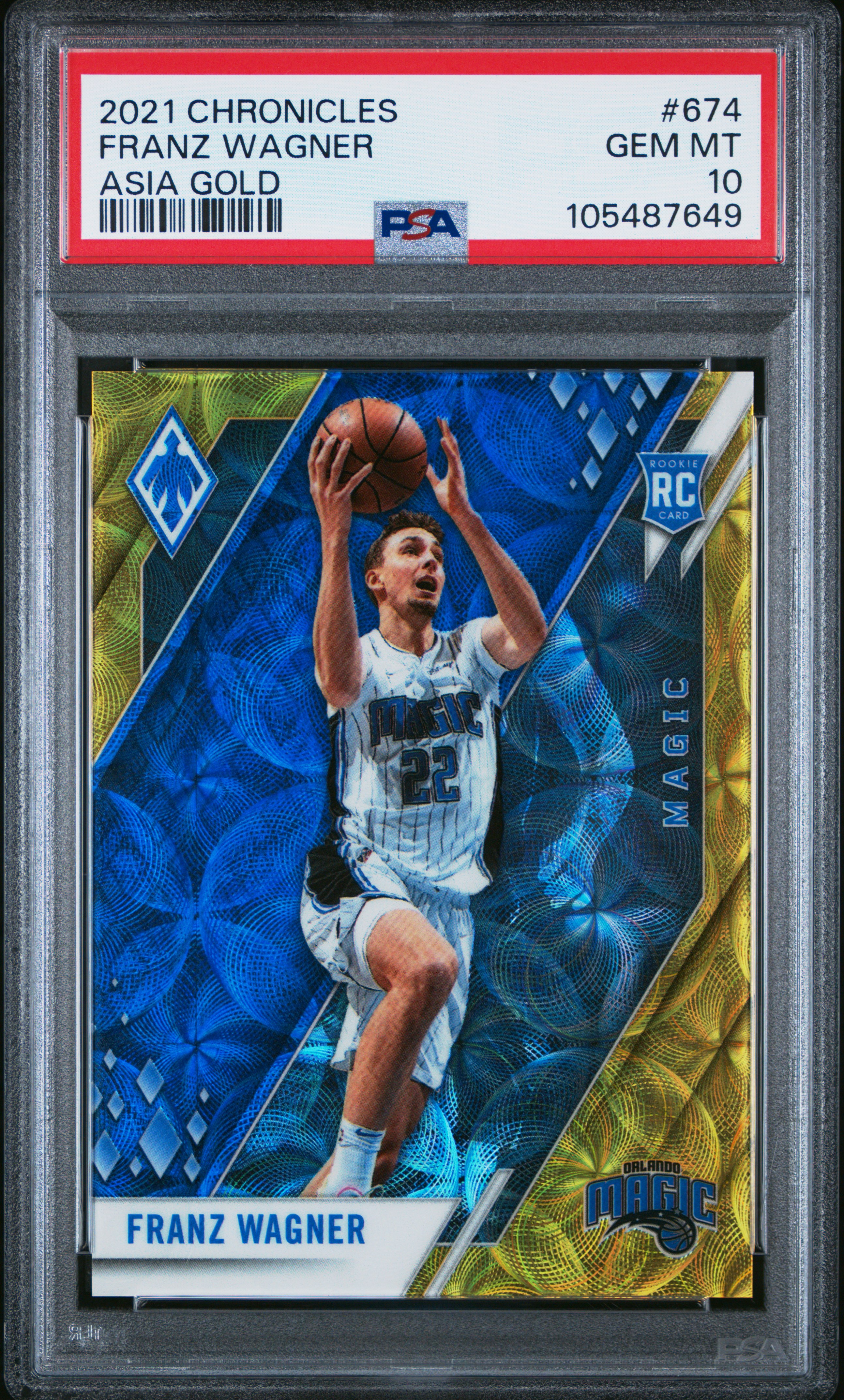 2021 Panini Chronicles Franz Wagner #674 (Asia Gold) Gem Mt 10 front