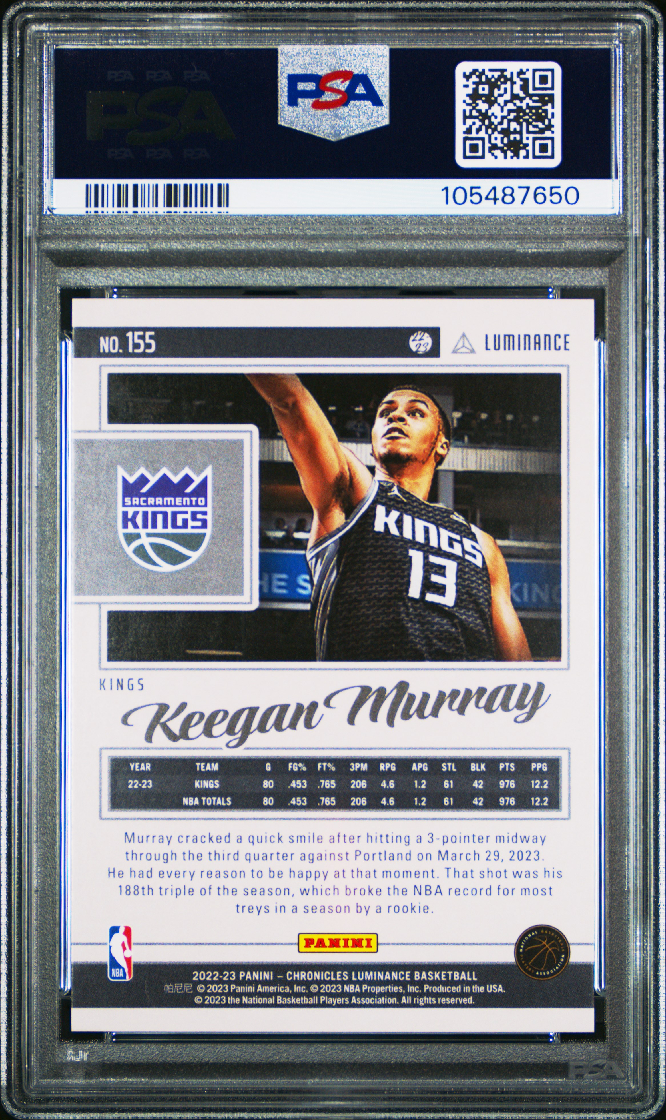 2022 Panini Chronicles Keegan Murray #155 (Asia Lucky Envelopes) Mint 9 back