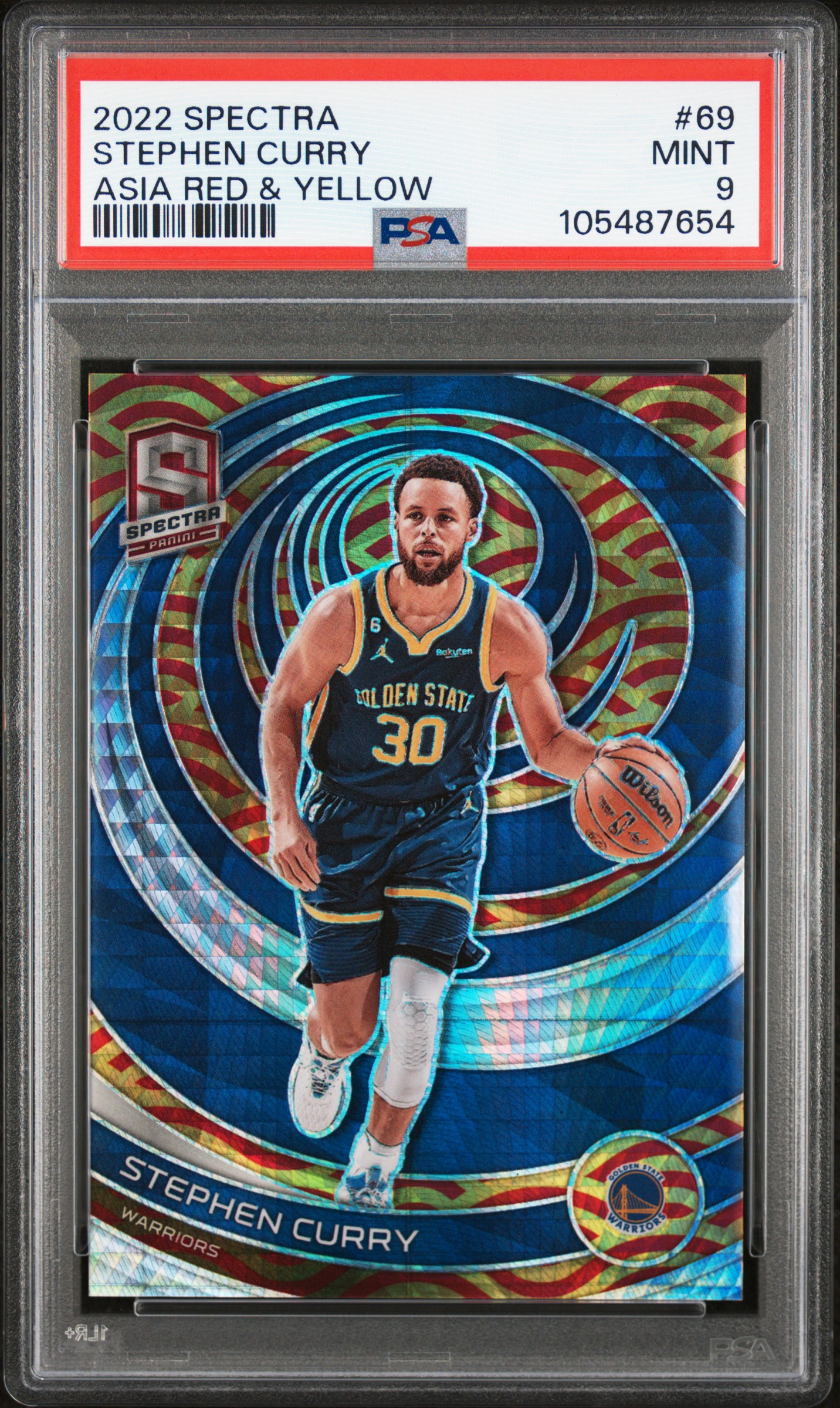 2022 Panini Spectra Stephen Curry #69 (Asia Red & Yellow) Mint 9 front