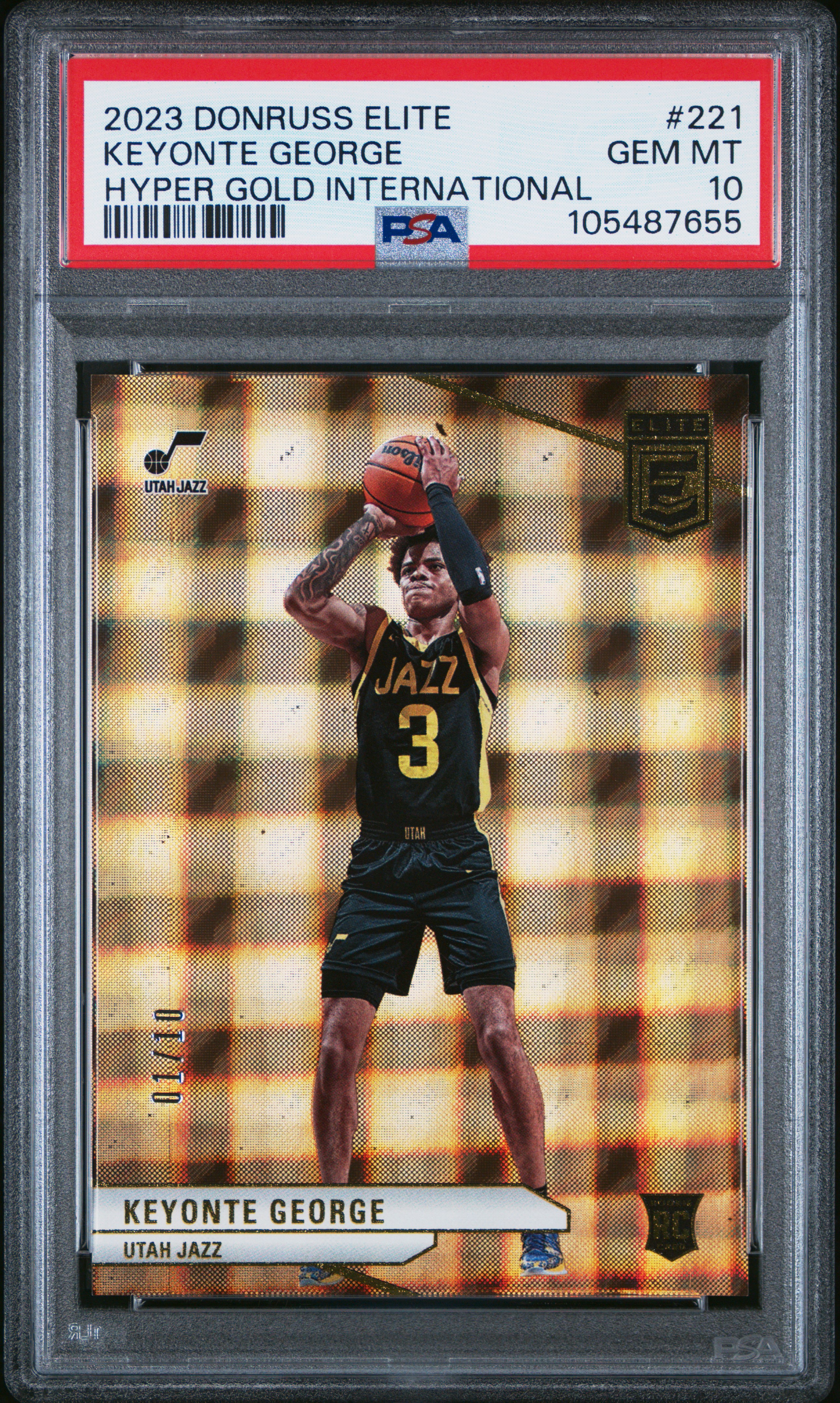 2023 Panini Donruss Elite Keyonte George #221 (Hyper Gold International) Gem Mt 10 front