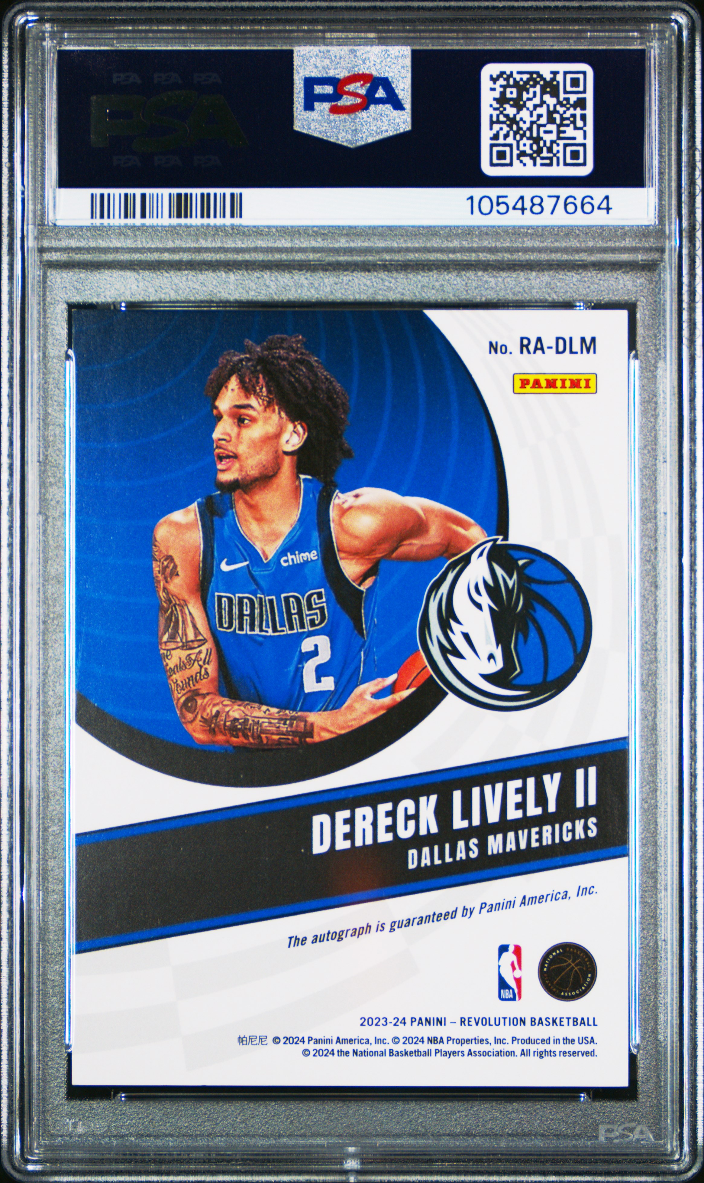 2023 Panini Revolution Rookie Autographs Dereck Lively Ii #Radlm Mint 9 back