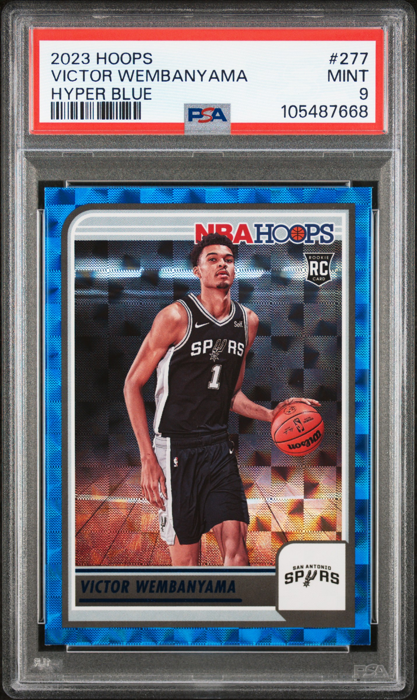 2023 Panini Nba Hoops Victor Wembanyama #277 (Hyper Blue) Mint 9 front