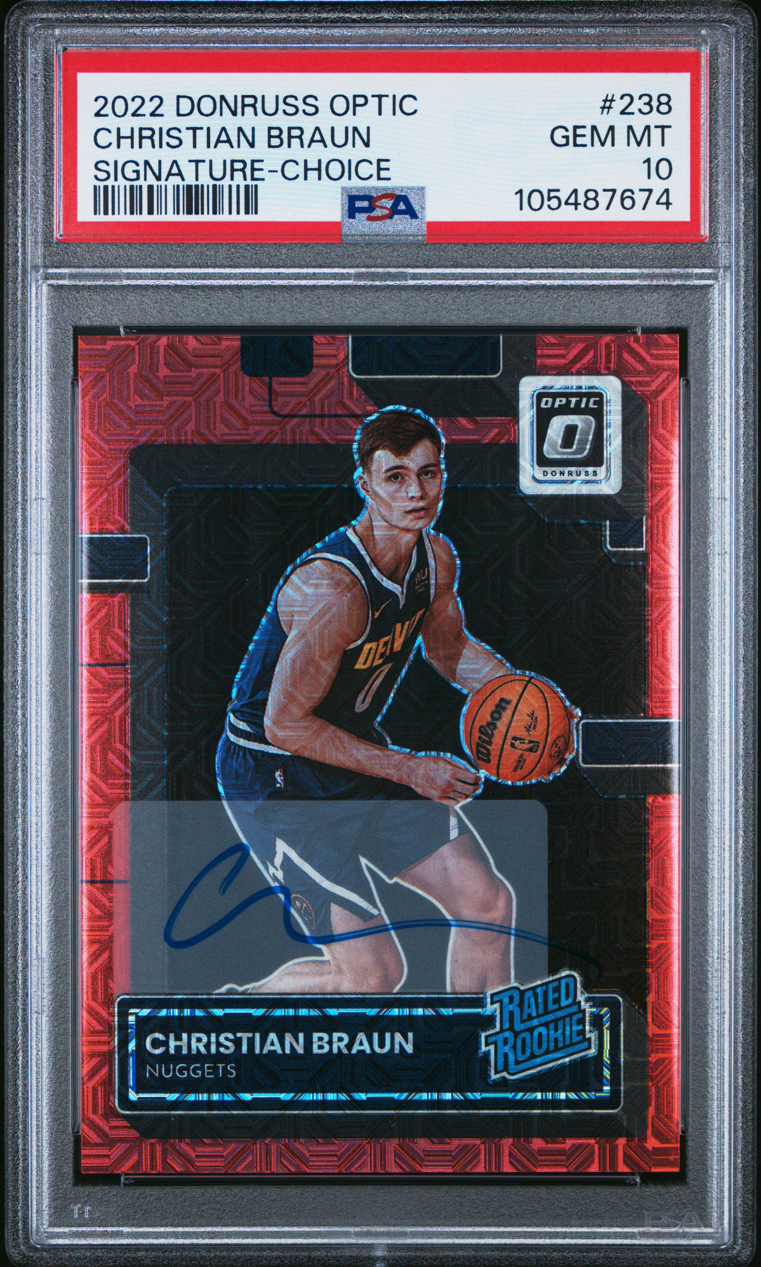 2022 Panini Donruss Optic Christian Braun #238 (Signature-Choice) Gem Mt 10 front