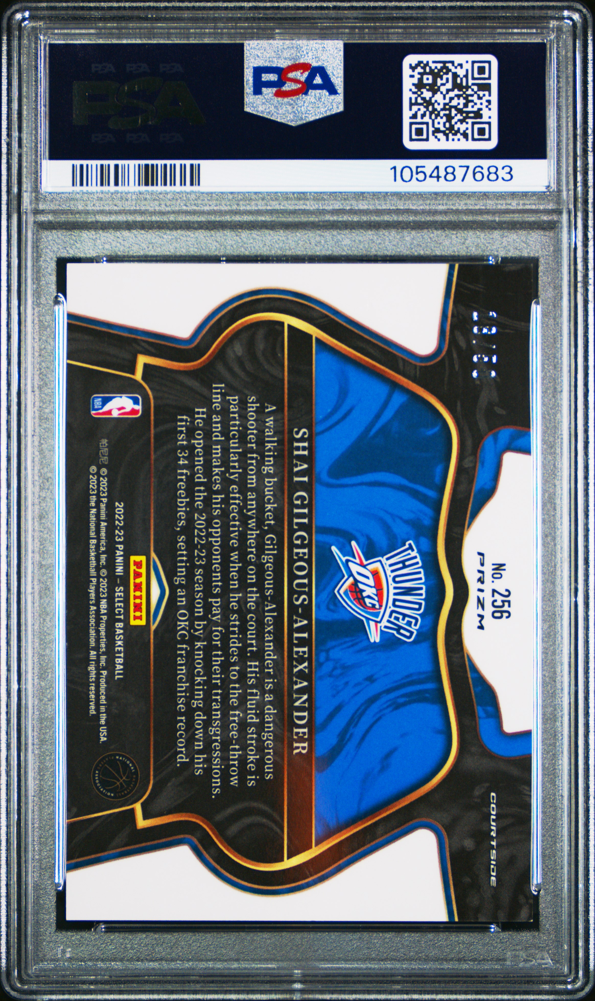 2022 Panini Select S. Gilgeous-Alexander #256 (Green Wave) Gem Mt 10 back