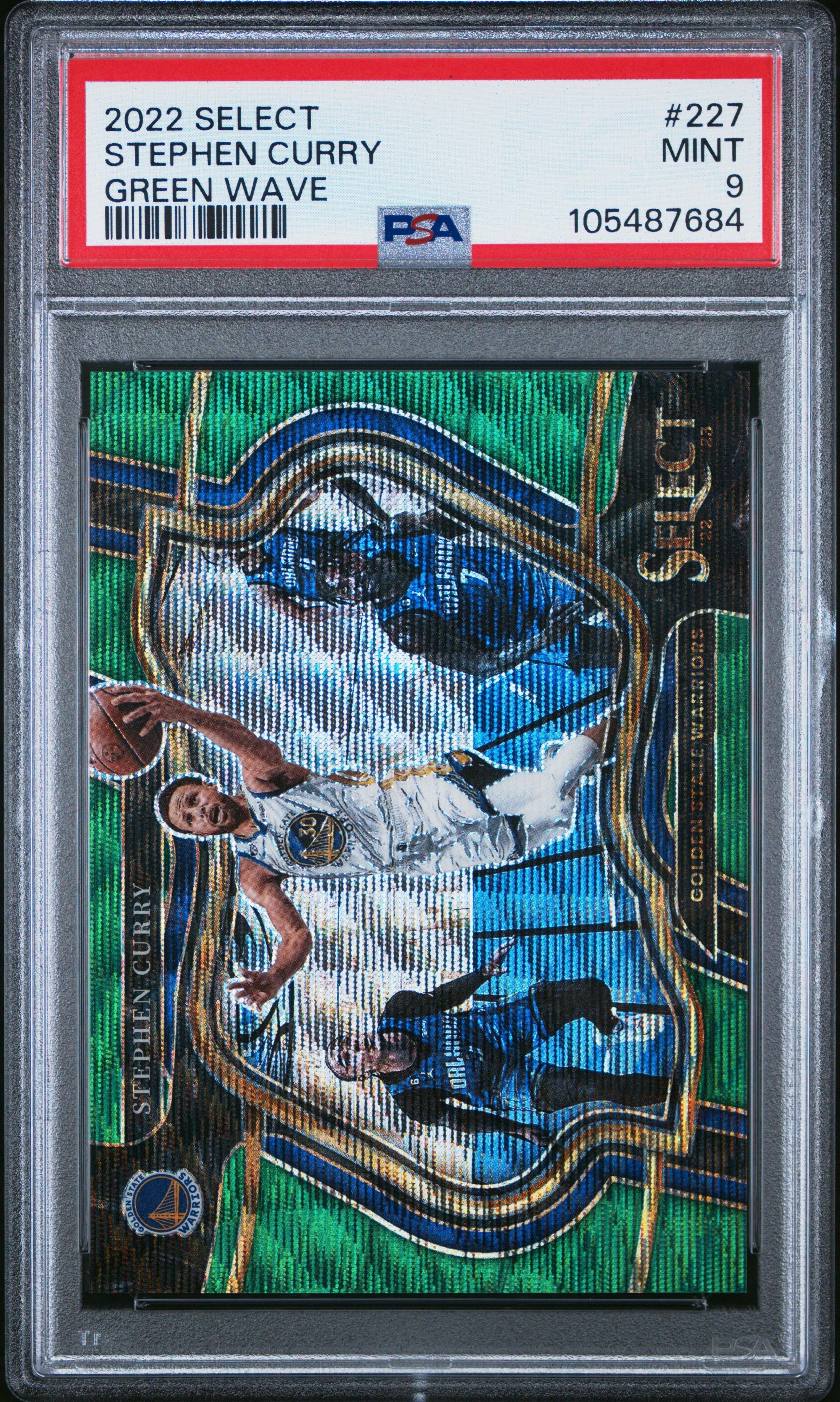 2022 Panini Select Stephen Curry #227 (Green Wave) Mint 9 front