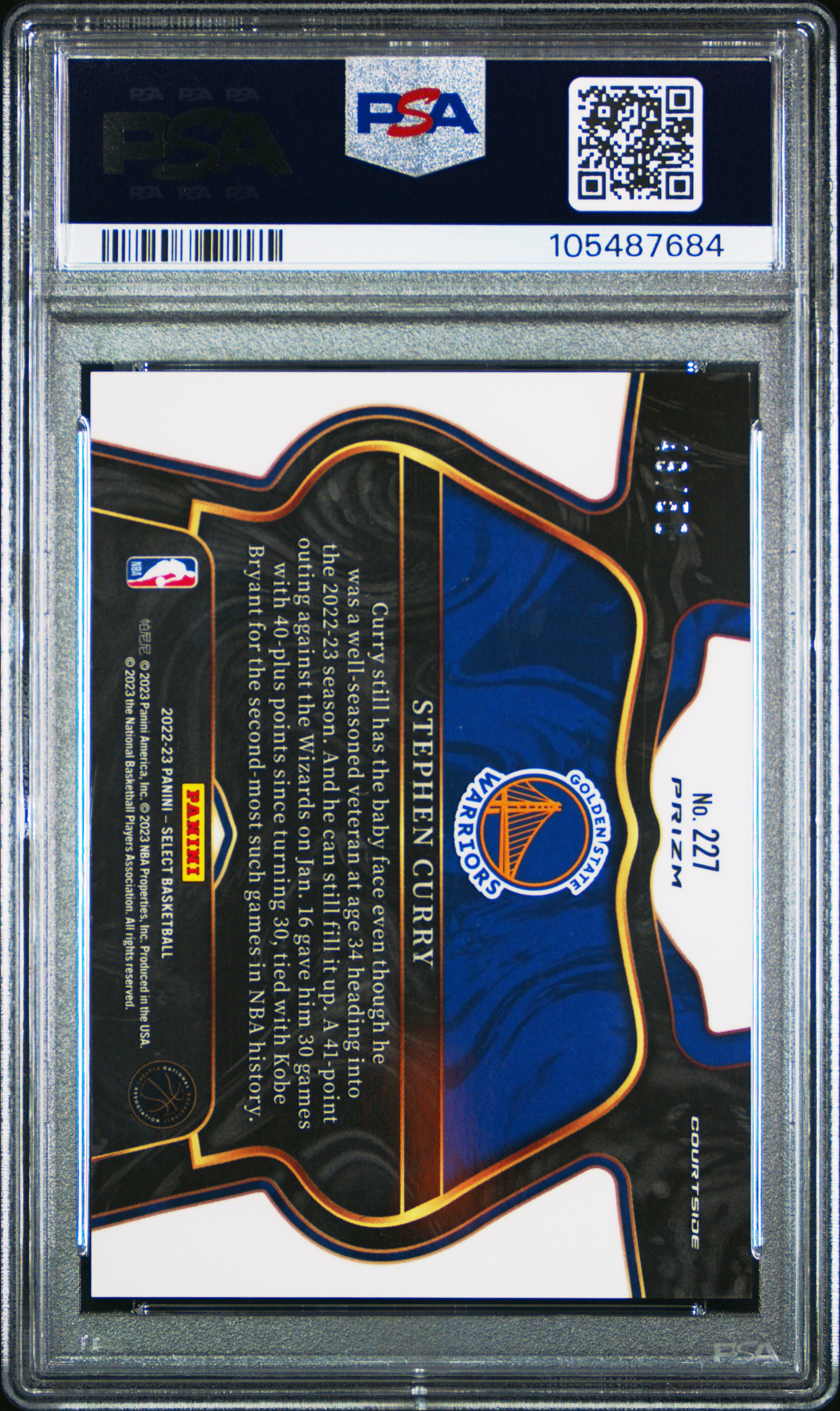 2022 Panini Select Stephen Curry #227 (Green Wave) Mint 9 back