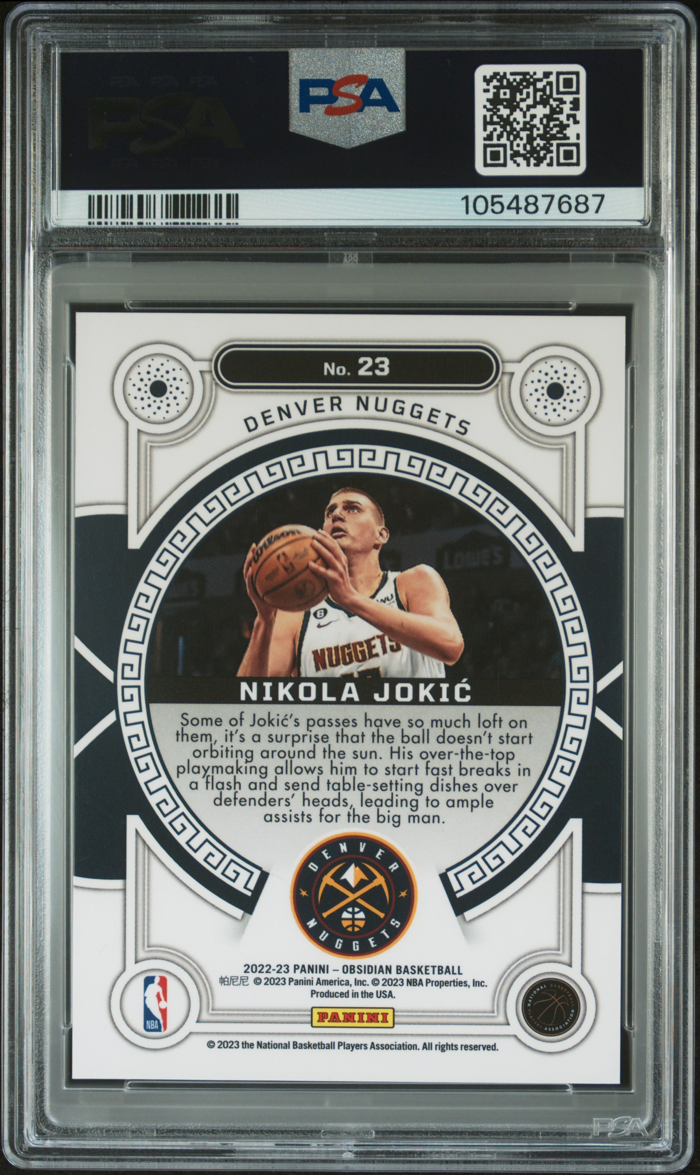 2022 Panini Obsidian Orbital Nikola Jokic #23 (Orbital-Ee Red Flood) Mint 9 back