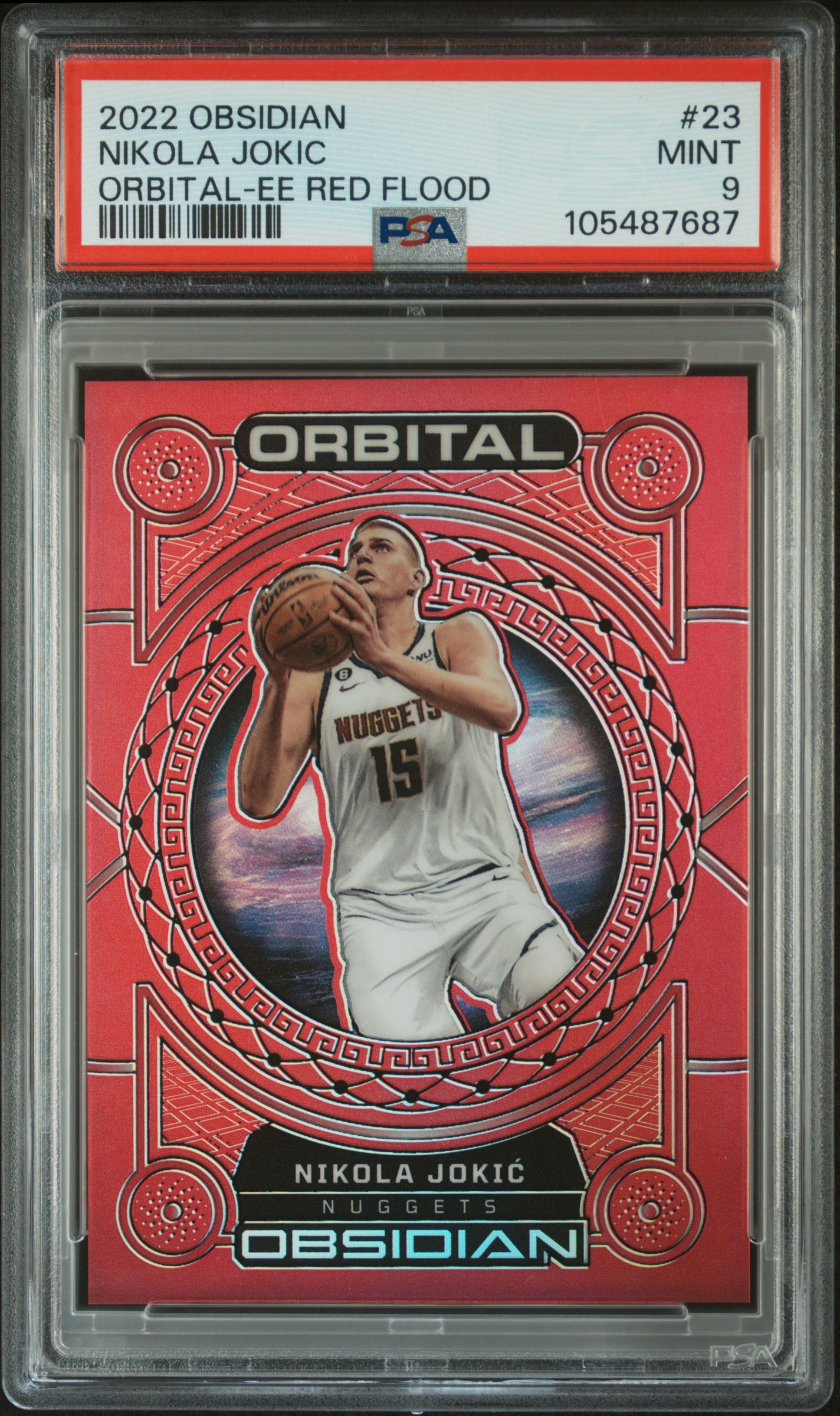 2022 Panini Obsidian Orbital Nikola Jokic #23 (Orbital-Ee Red Flood) Mint 9 front