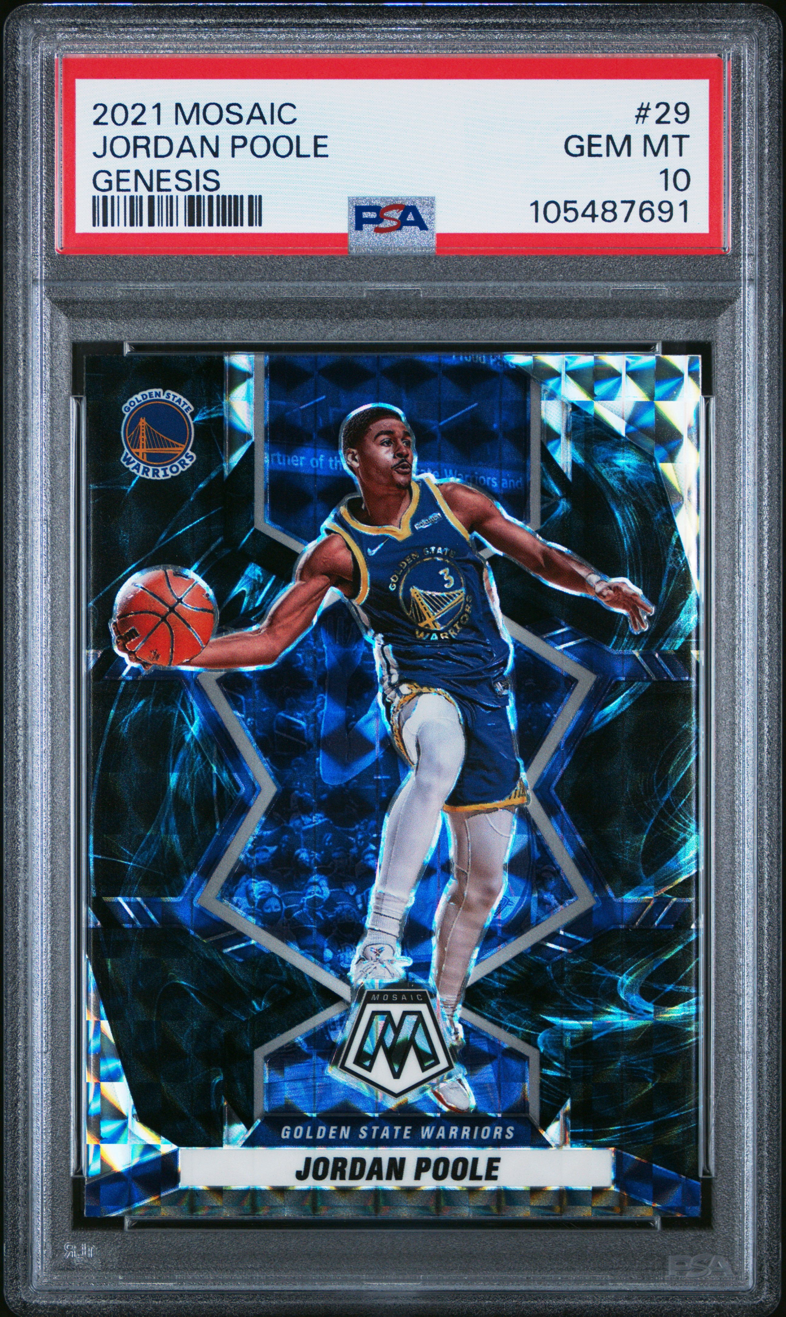 2021 Panini Mosaic Jordan Poole #29 (Genesis) Gem Mt 10 front