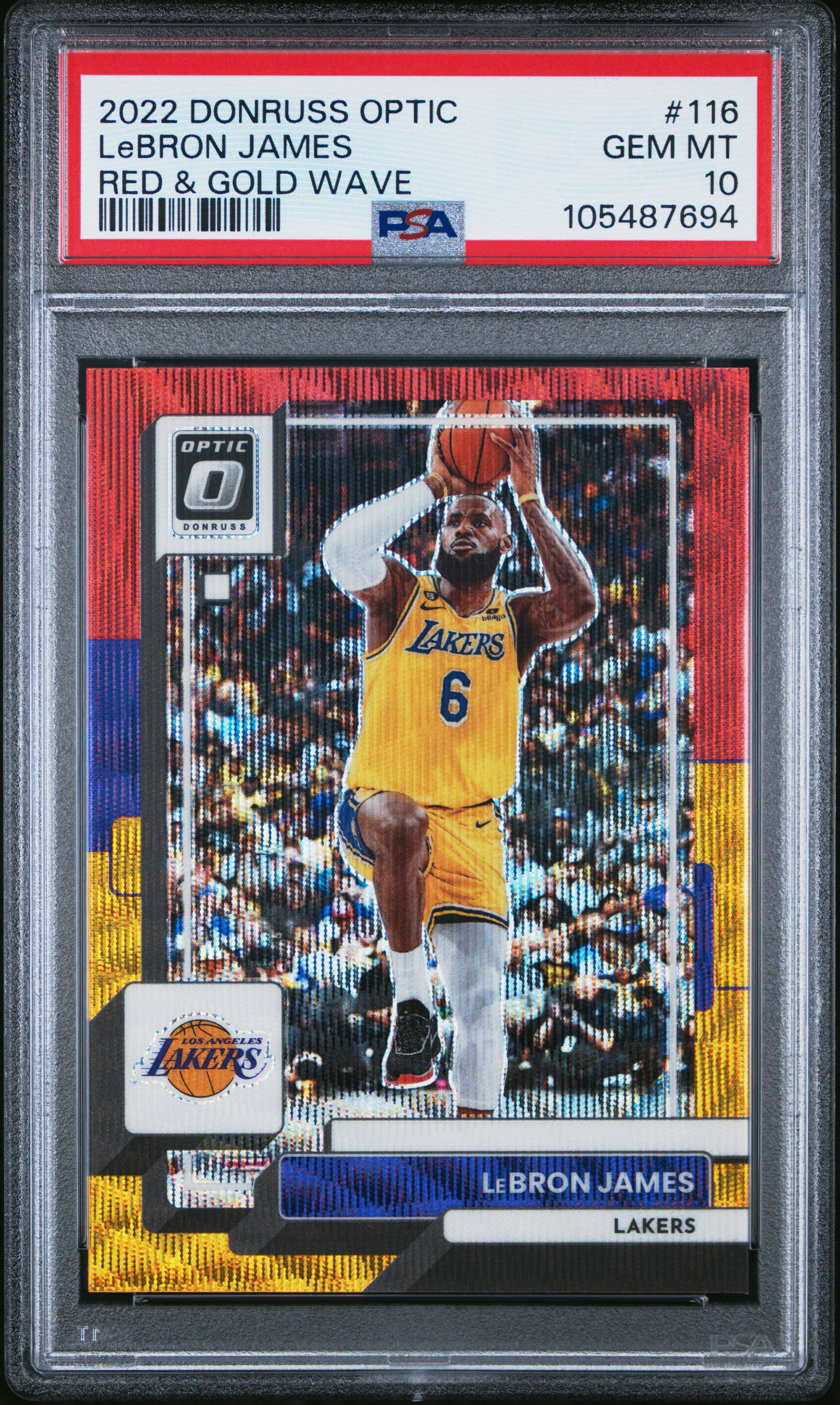2022 Panini Donruss Optic Lebron James #116 (Red & Gold Wave) Gem Mt 10 front
