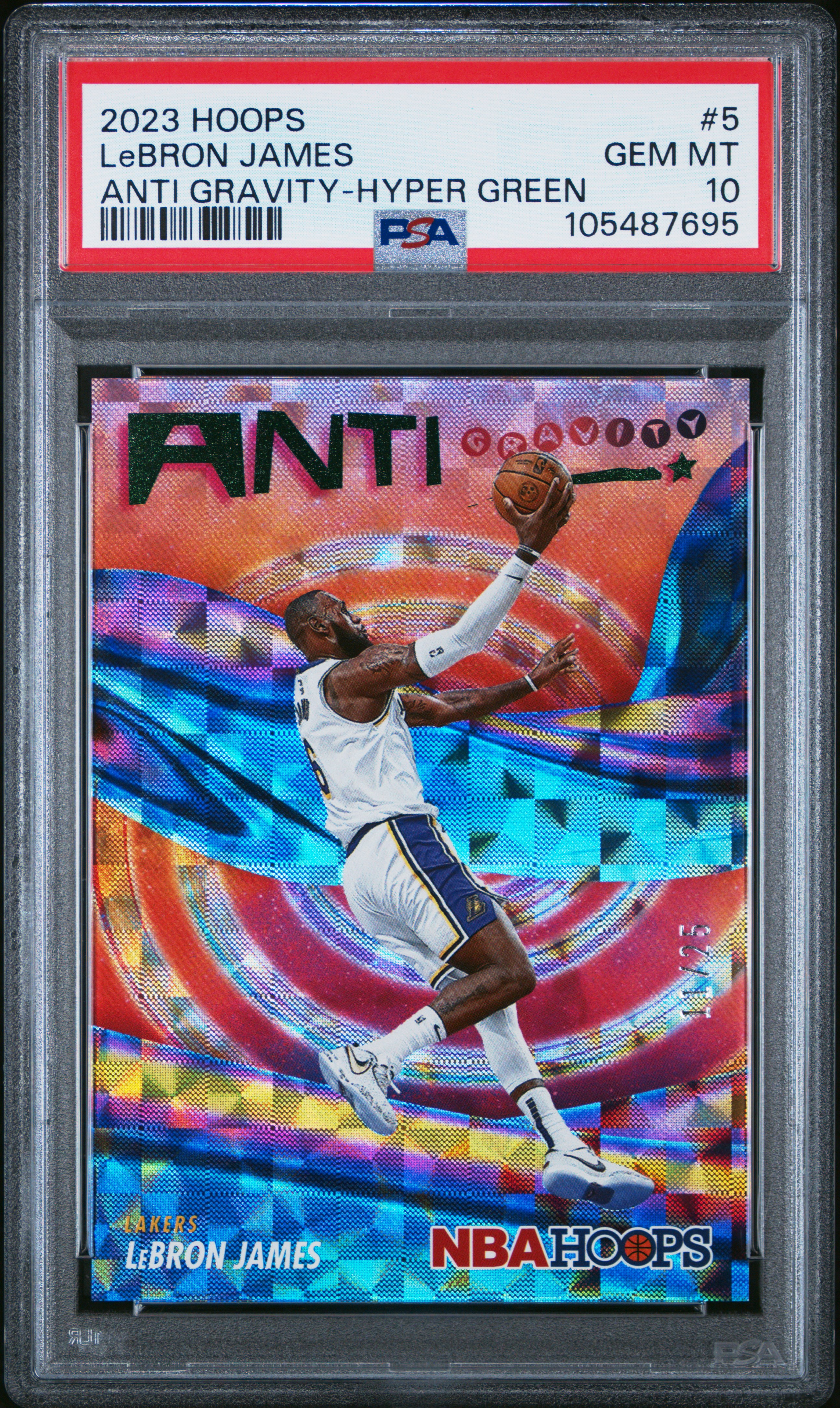 2023 Panini Nba Hoops Anti Gravity Lebron James #5 (Anti Gravity-Hyper Green) Gem Mt 10 front