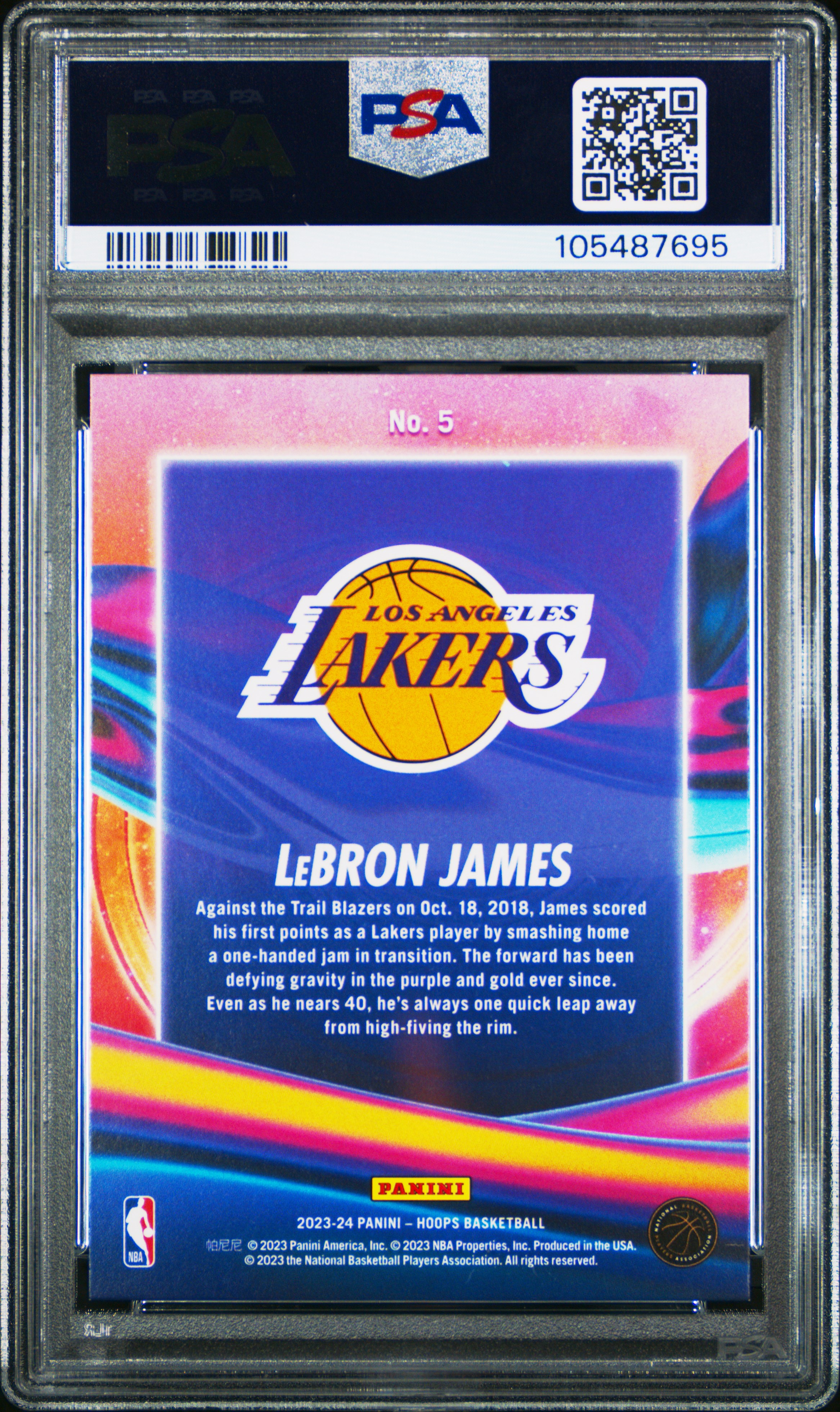 2023 Panini Nba Hoops Anti Gravity Lebron James #5 (Anti Gravity-Hyper Green) Gem Mt 10 back