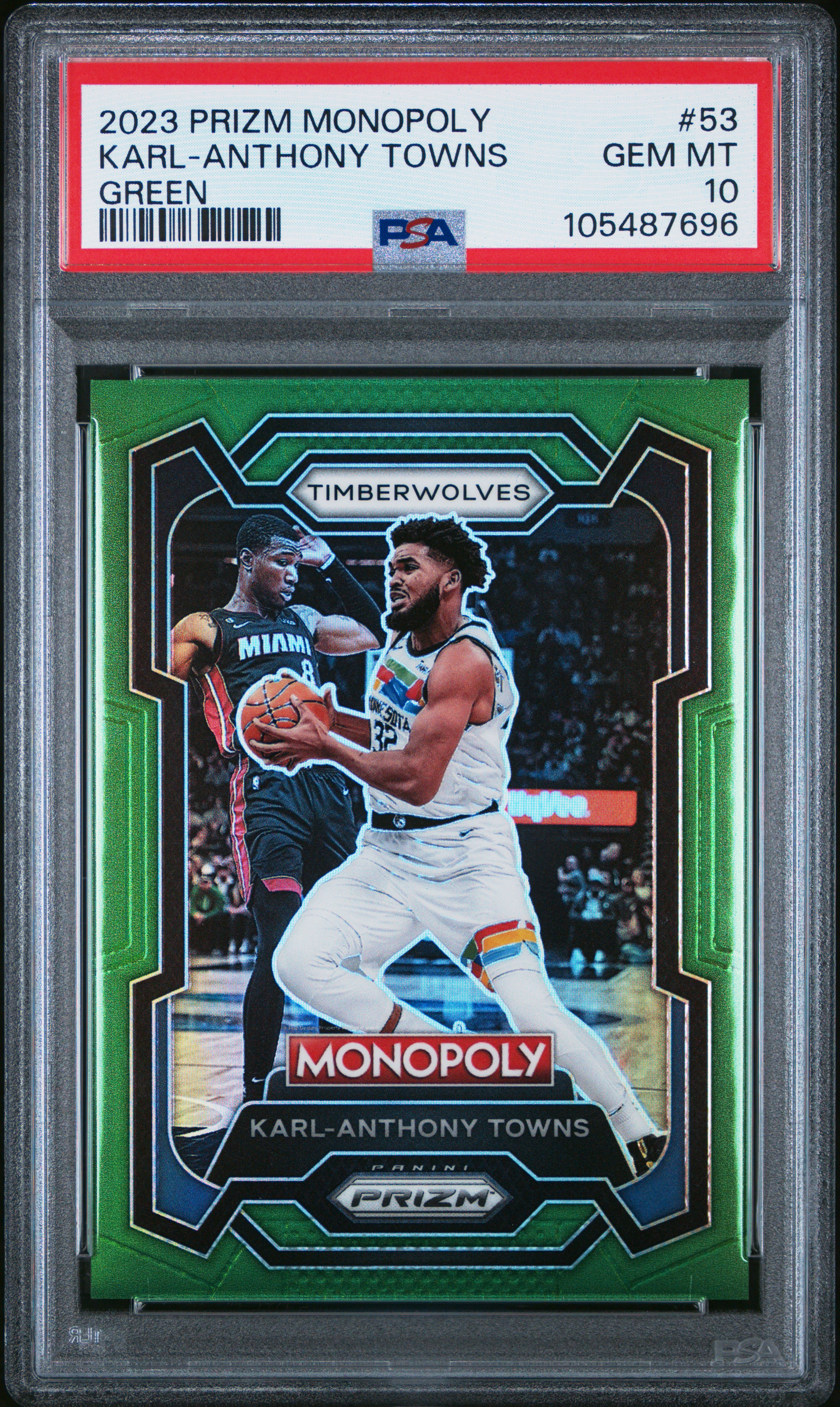 2023 Panini Prizm Monopoly Karl-Anthony Towns #53 (Green) Gem Mt 10 front