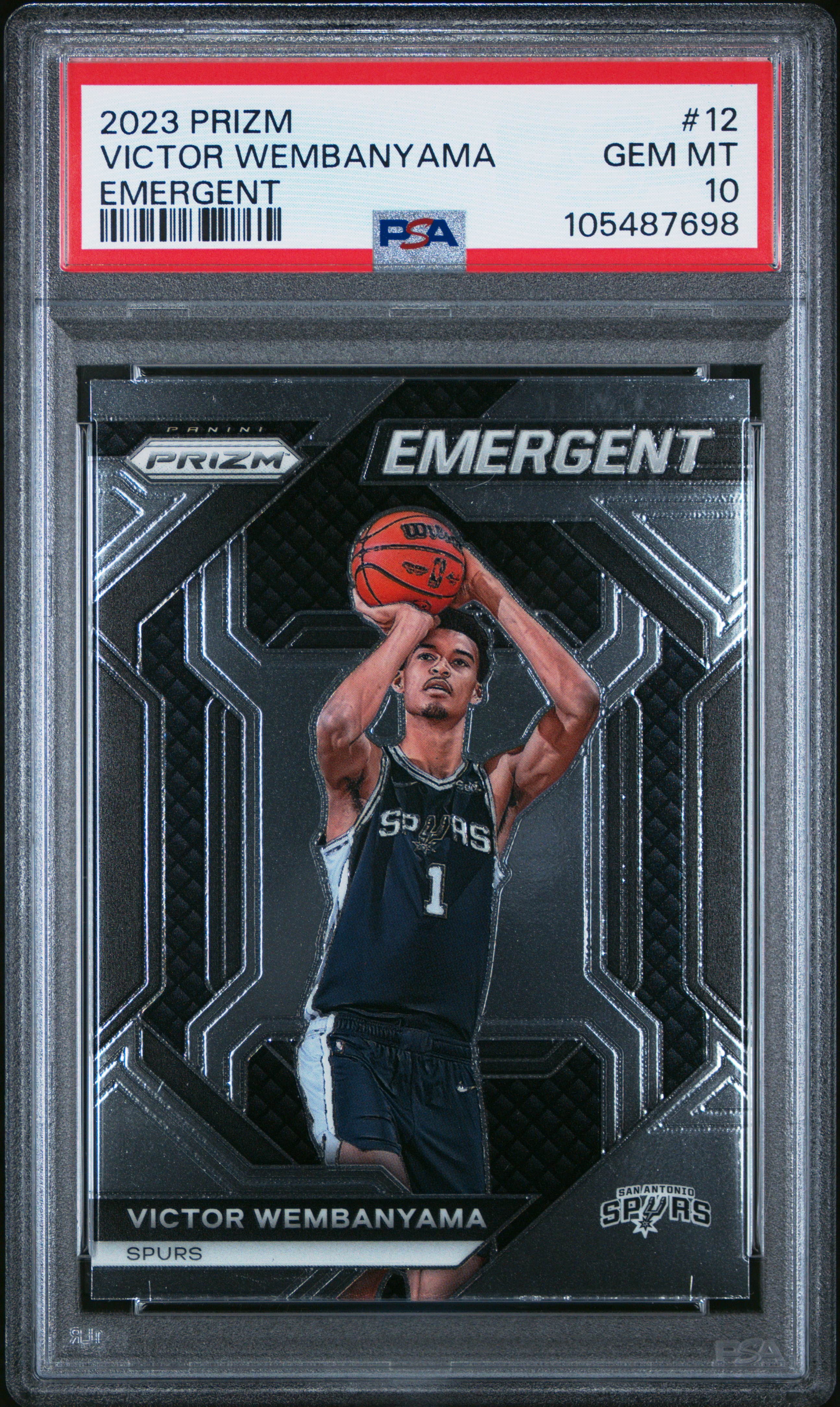 2023 Panini Prizm Emergent Victor Wembanyama #12 Gem Mt 10 front