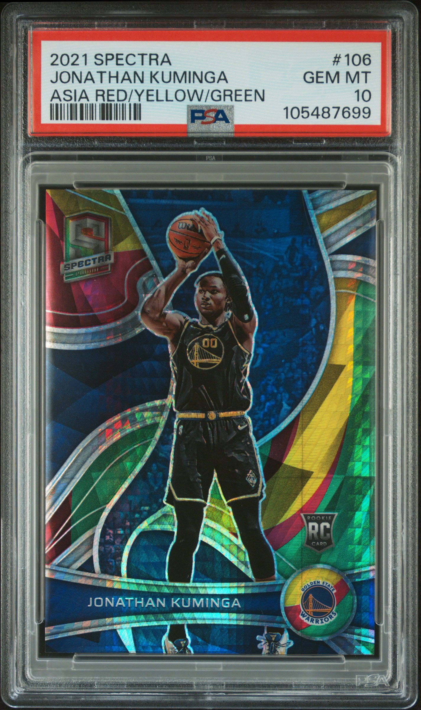 2021 Panini Spectra Jonathan Kuminga #106 (Asia Red/Yellow/Green) Gem Mt 10 front