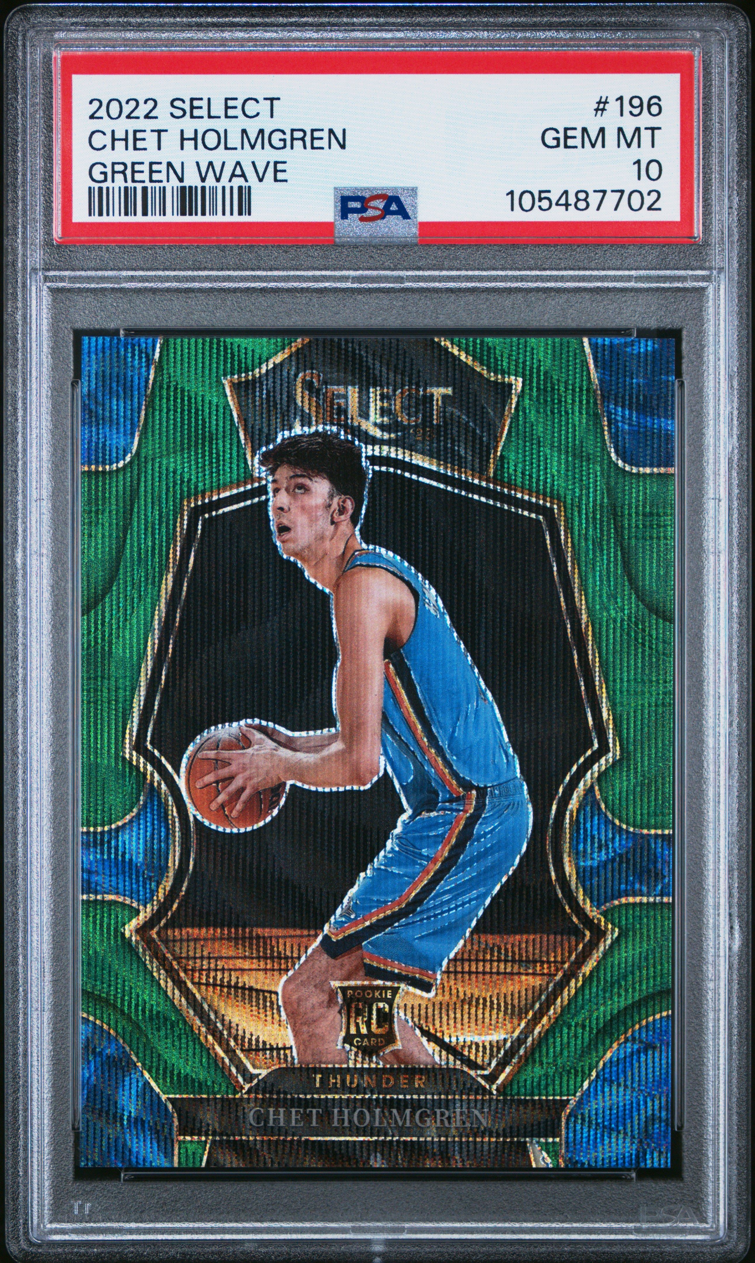 2022 Panini Select Chet Holmgren #196 (Green Wave) Gem Mt 10 front