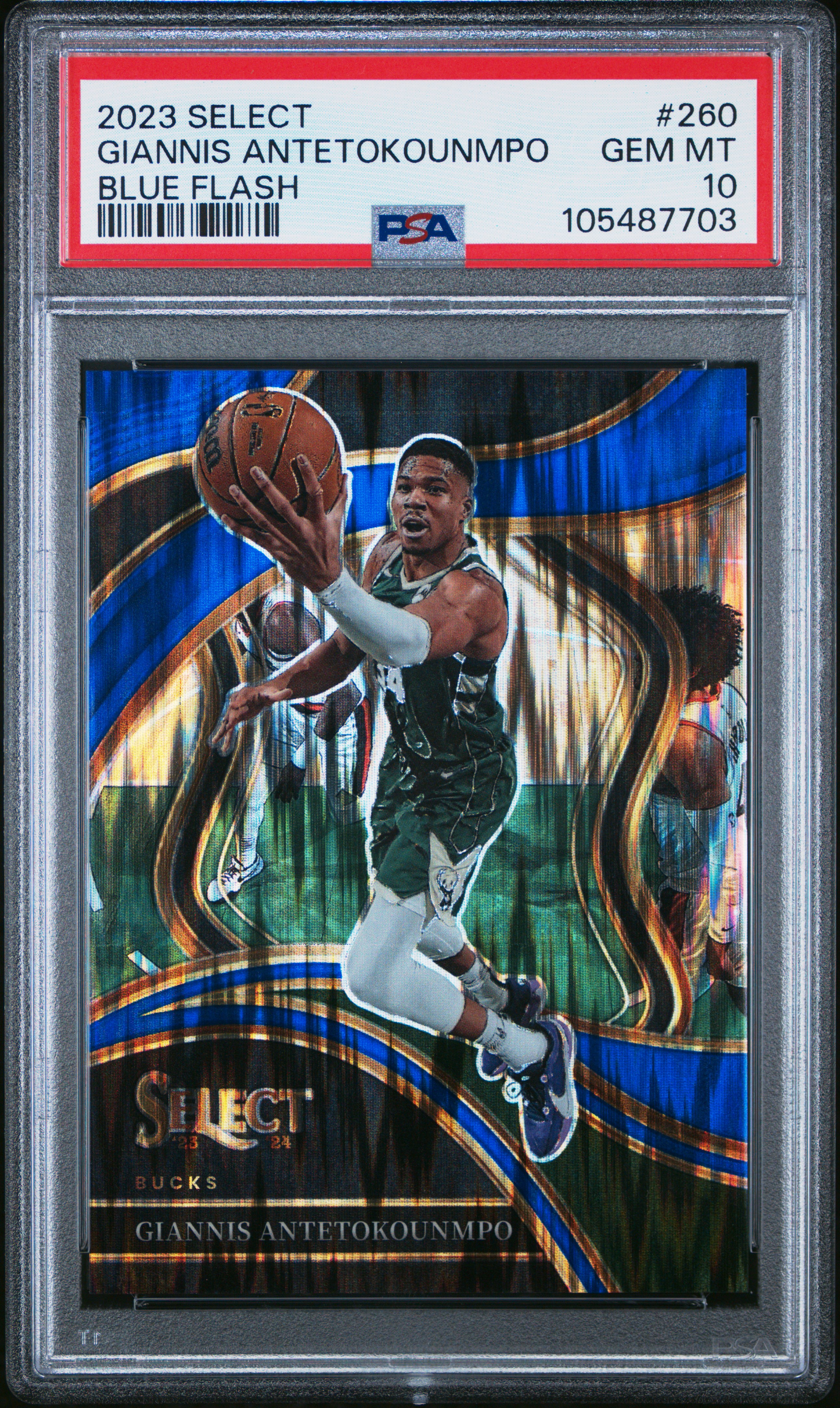 2023 Panini Select Giannis Antetokounmpo #260 (Blue Flash) Gem Mt 10 front