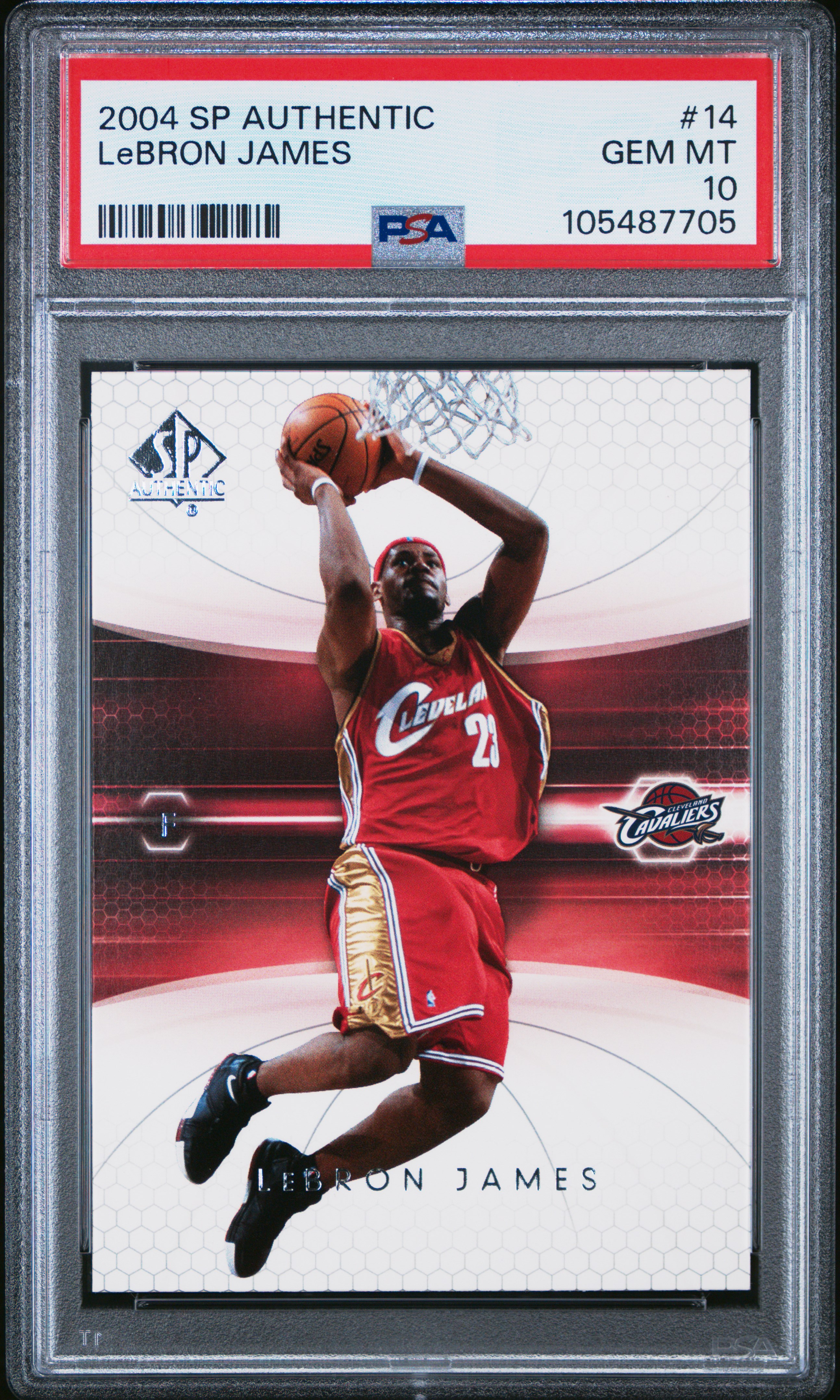 2004 Sp Authentic Lebron James #14 Gem Mt 10 front
