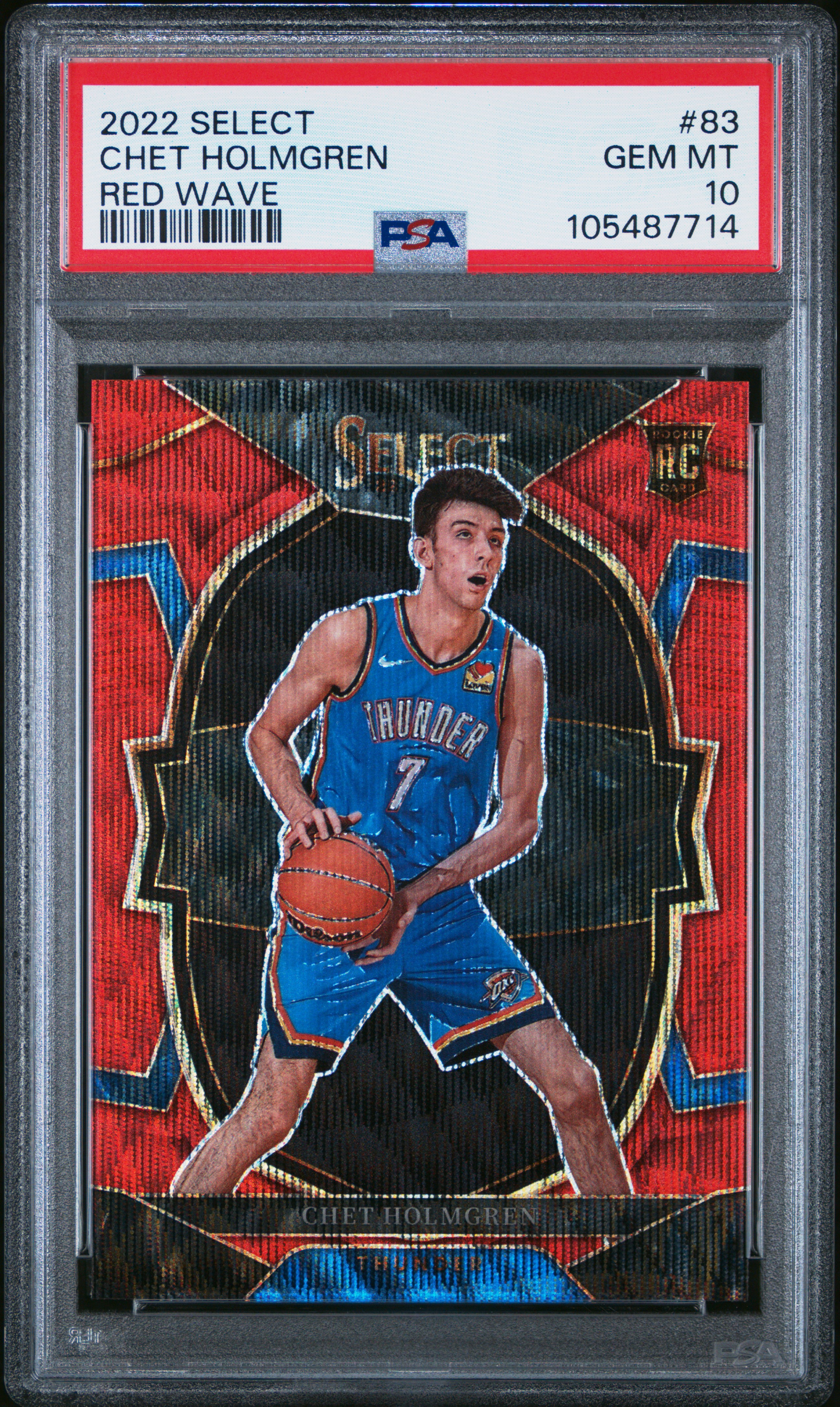 2022 Panini Select Chet Holmgren #83 (Red Wave) Gem Mt 10 front