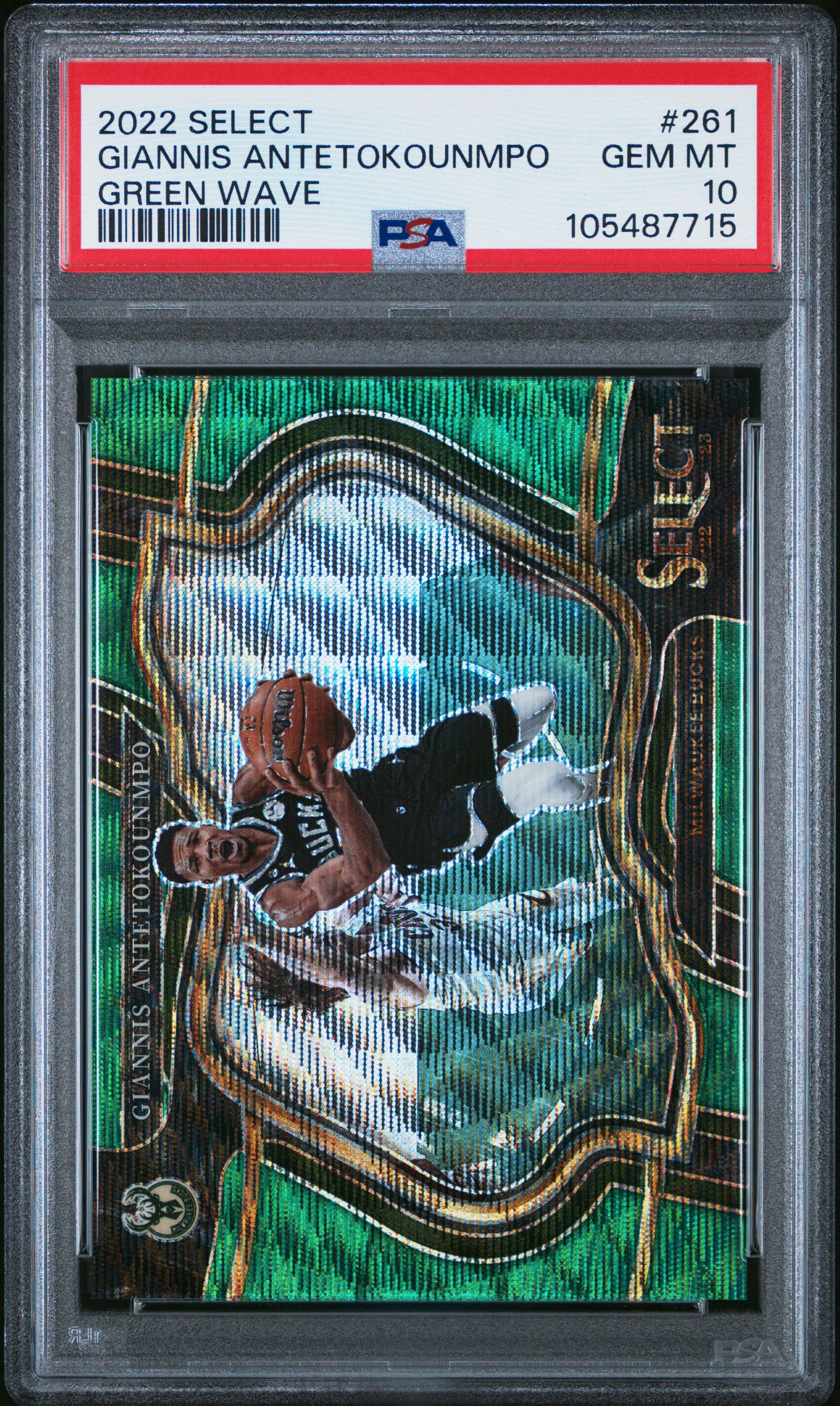 2022 Panini Select Giannis Antetokounmpo #261 (Green Wave) Gem Mt 10 front