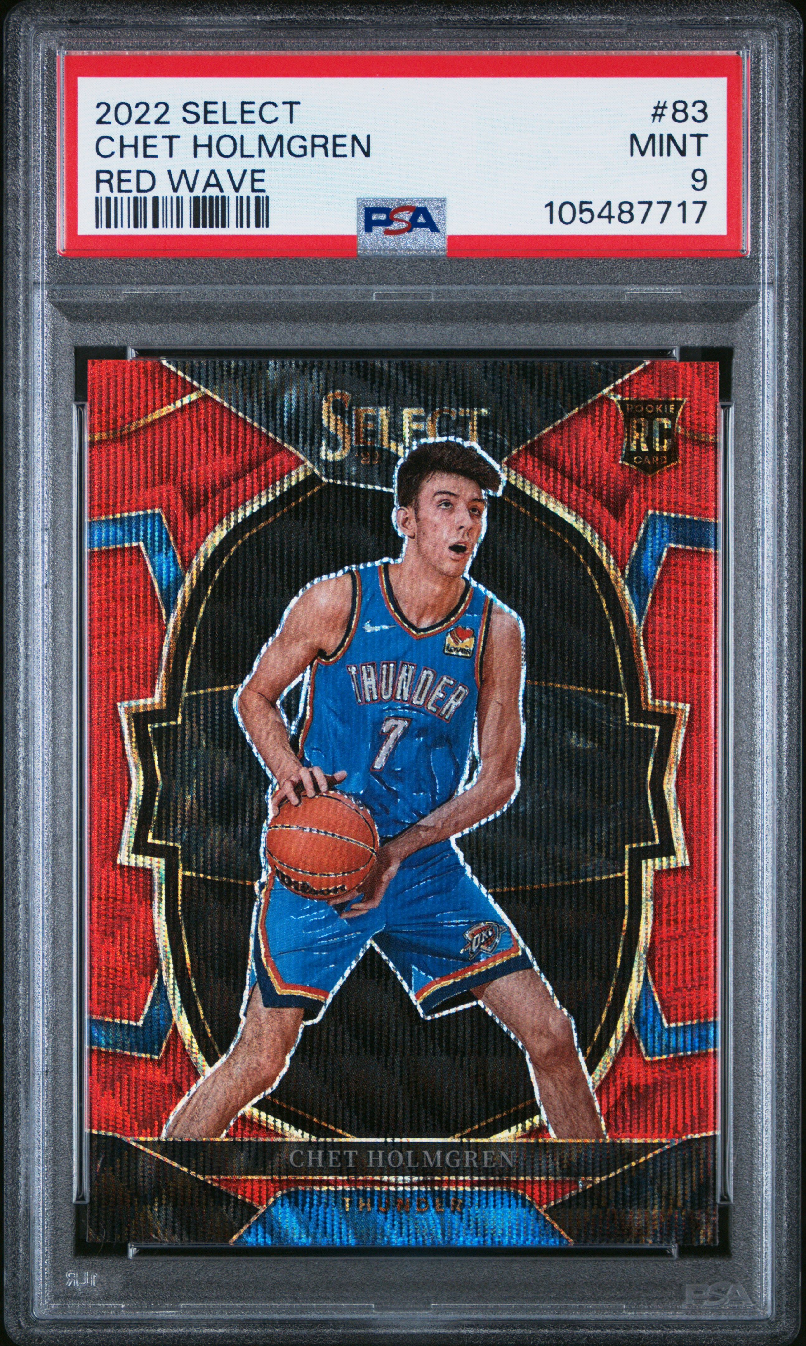 2022 Panini Select Chet Holmgren #83 (Red Wave) Mint 9 front