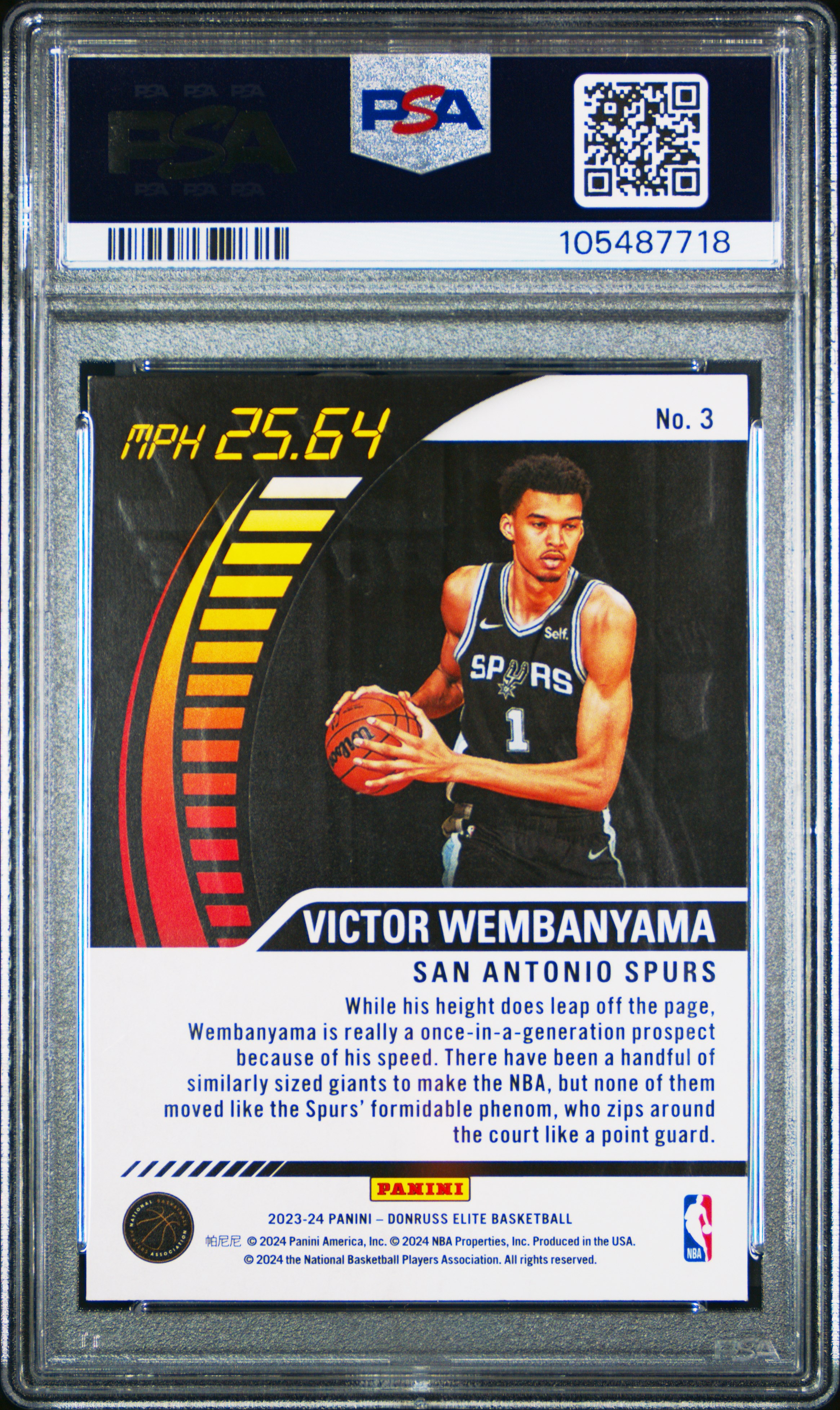 2023 Panini Donruss Elite Full Throttle Victor Wembanyama #3 Mint 9 back