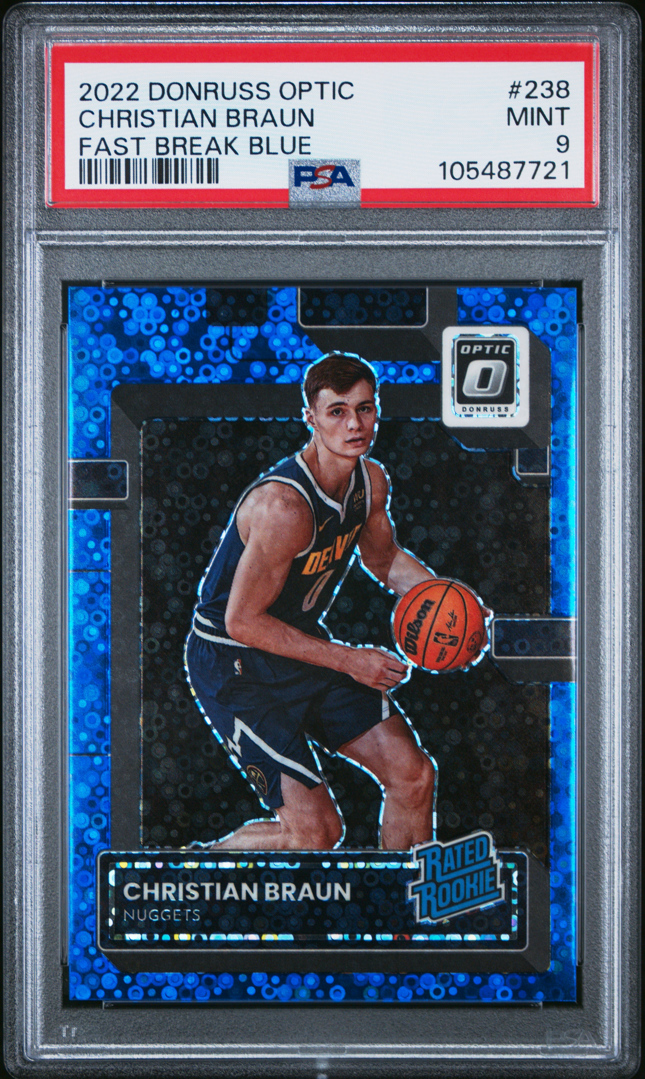 2022 Panini Donruss Optic Christian Braun #238 (Fast Break Blue) Mint 9 front