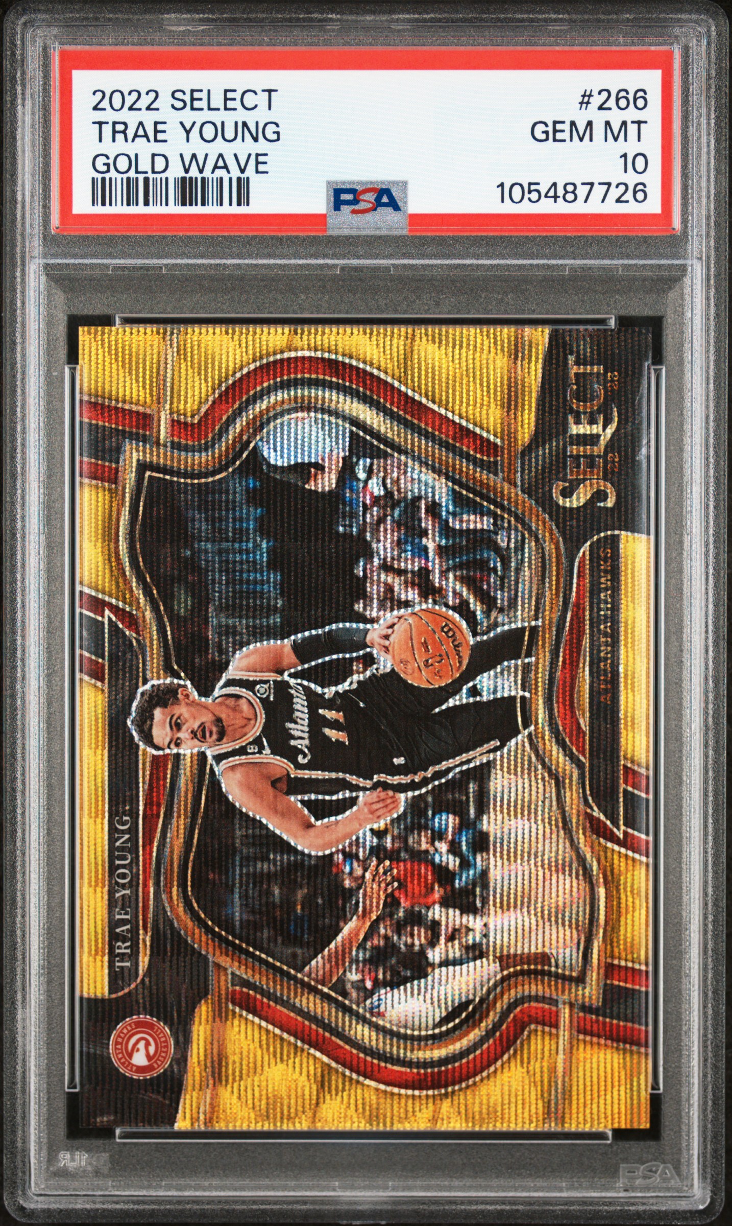 2022 Panini Select Trae Young #266 (Gold Wave) Gem Mt 10 front