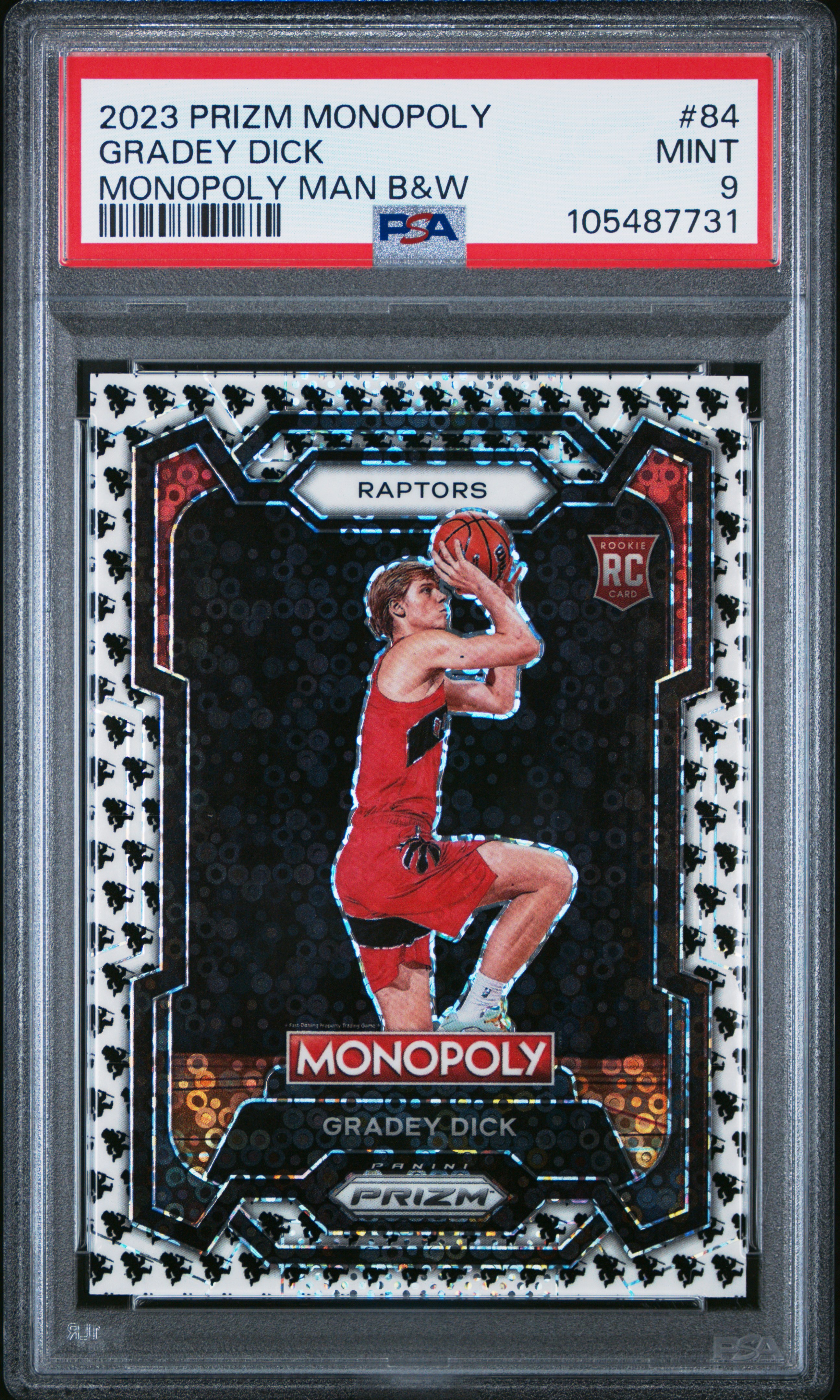 2023 Panini Prizm Monopoly Gradey Dick #84 (Monopoly Man B&W) Mint 9 front