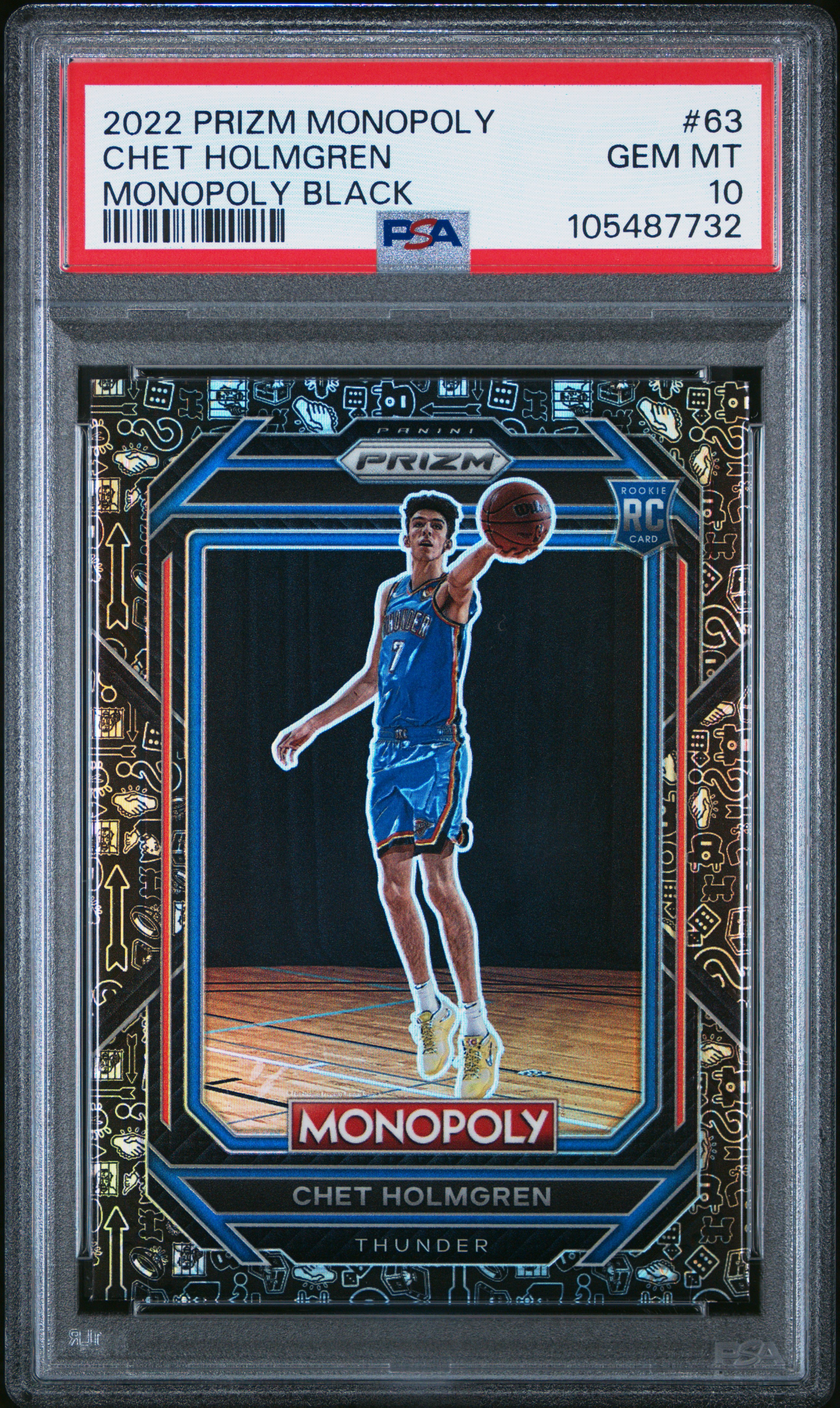 2022 Panini Prizm Monopoly Chet Holmgren #63 (Monopoly Black) Gem Mt 10 front