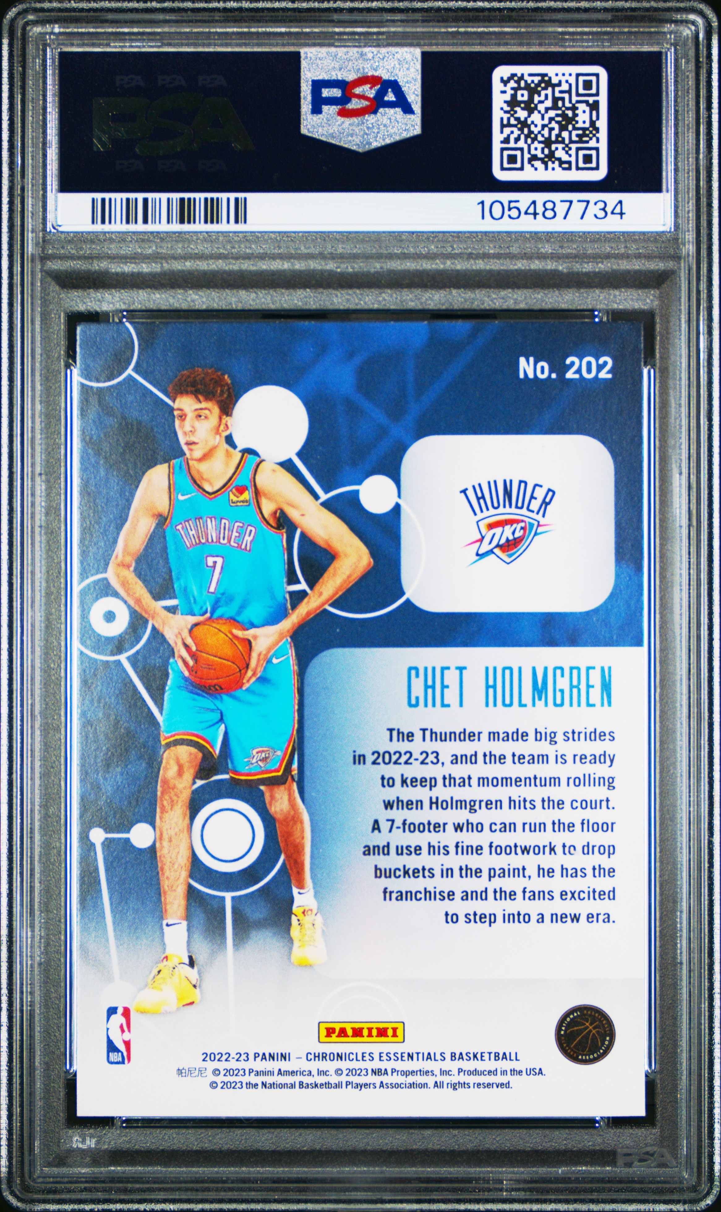 2022 Panini Chronicles Chet Holmgren #202 (Pink) Mint 9 back