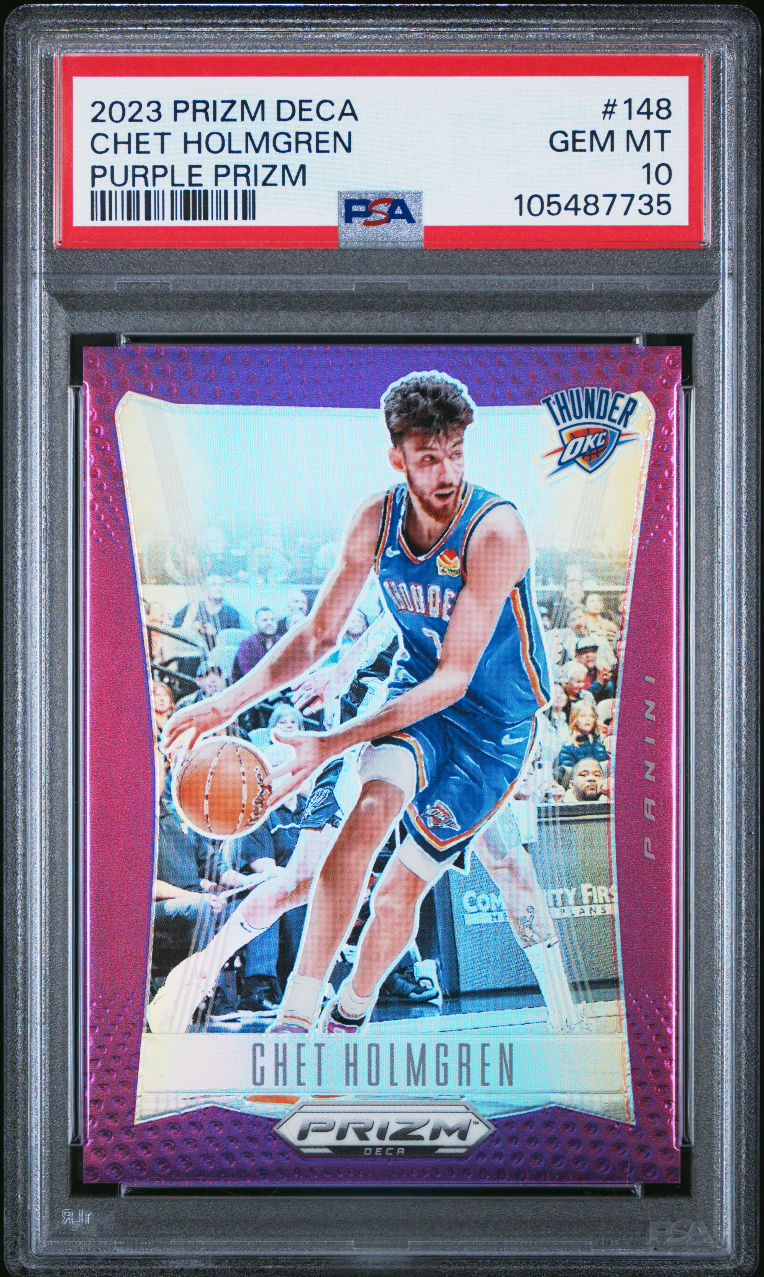2023 Panini Prizm Deca Chet Holmgren #148 (Purple Prizm) Gem Mt 10 front