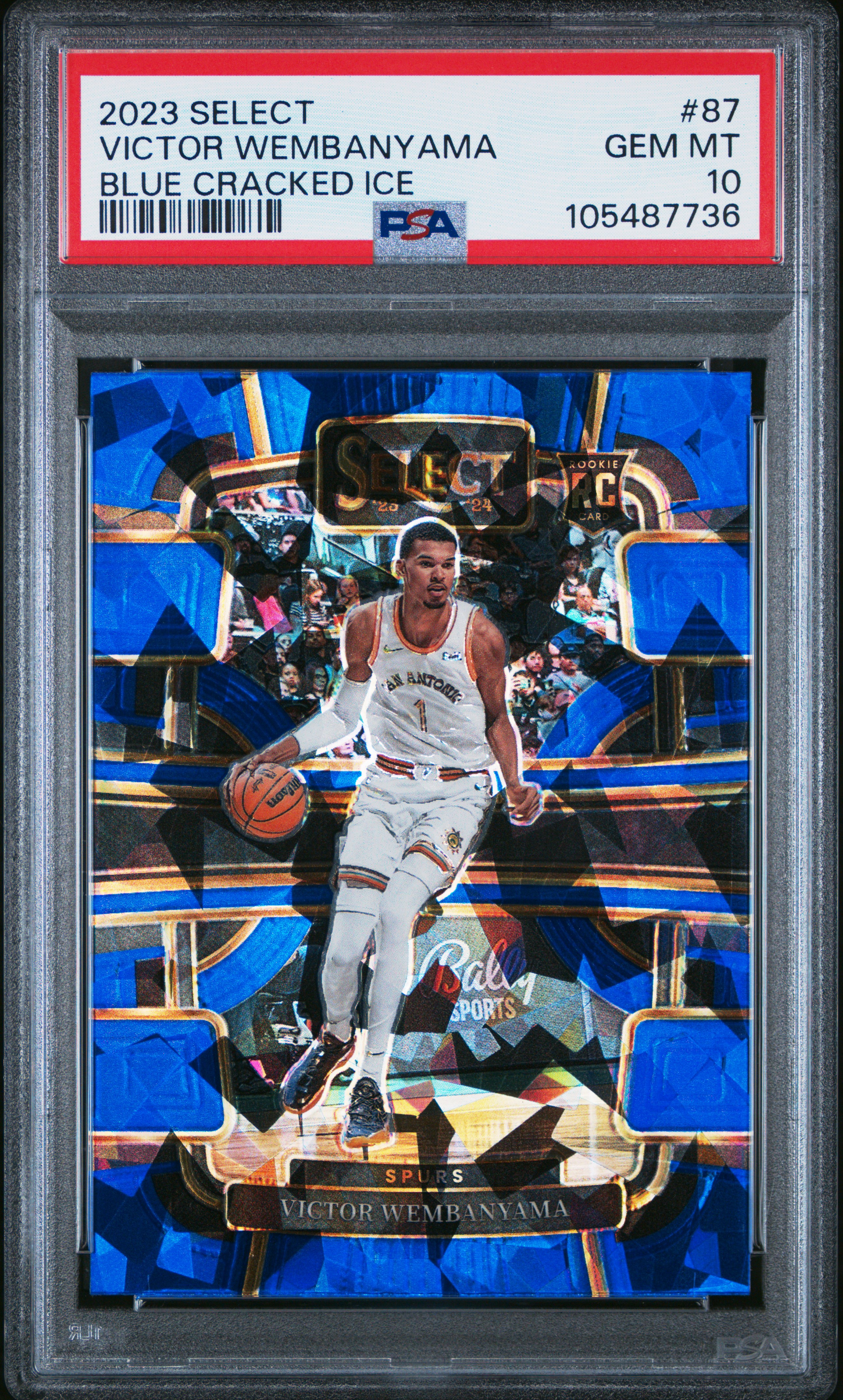 2023 Panini Select Victor Wembanyama #87 (Blue Cracked Ice) Gem Mt 10 front