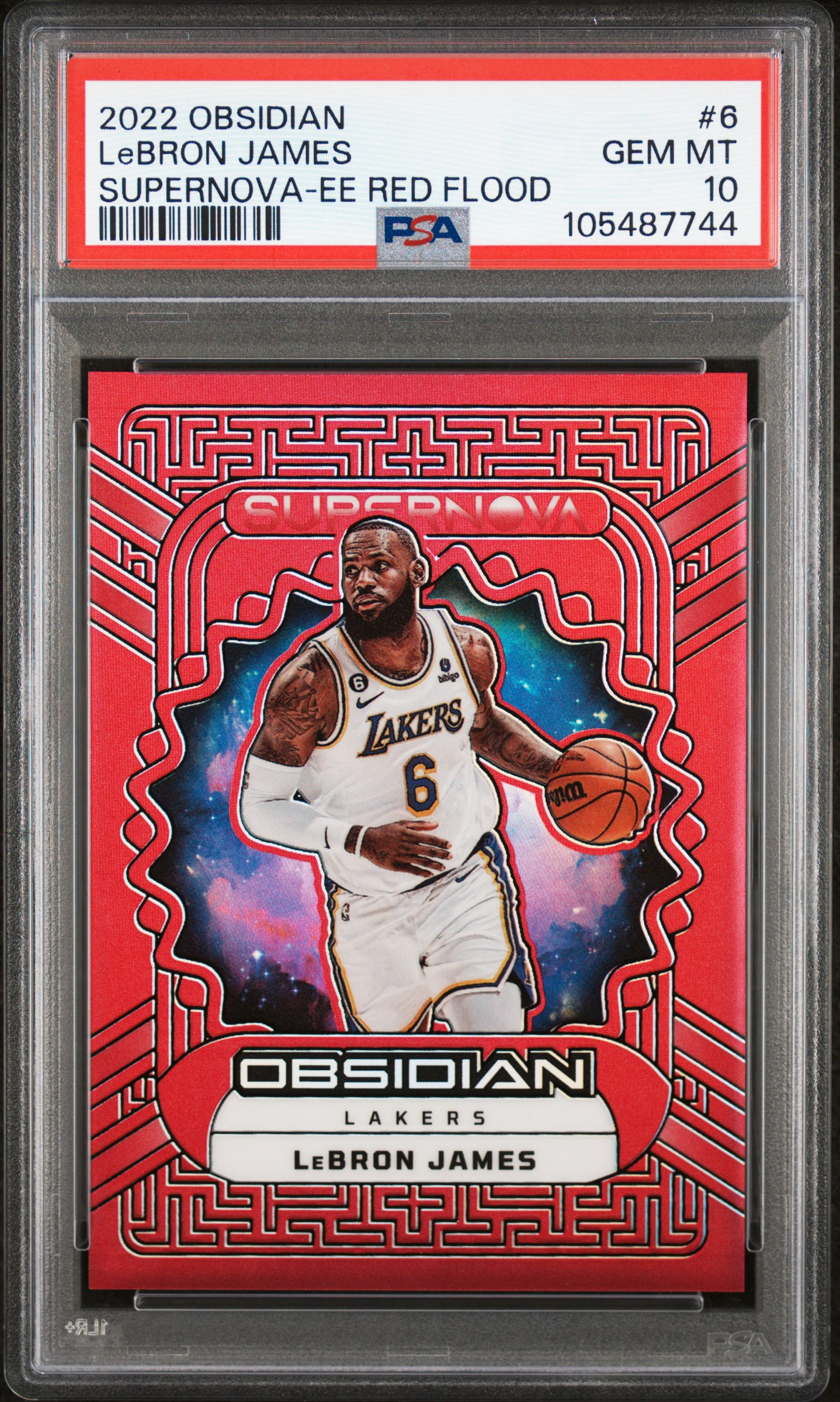 2022 Panini Obsidian Supernova Lebron James #6 (Supernova-Ee Red Flood) Gem Mt 10 front