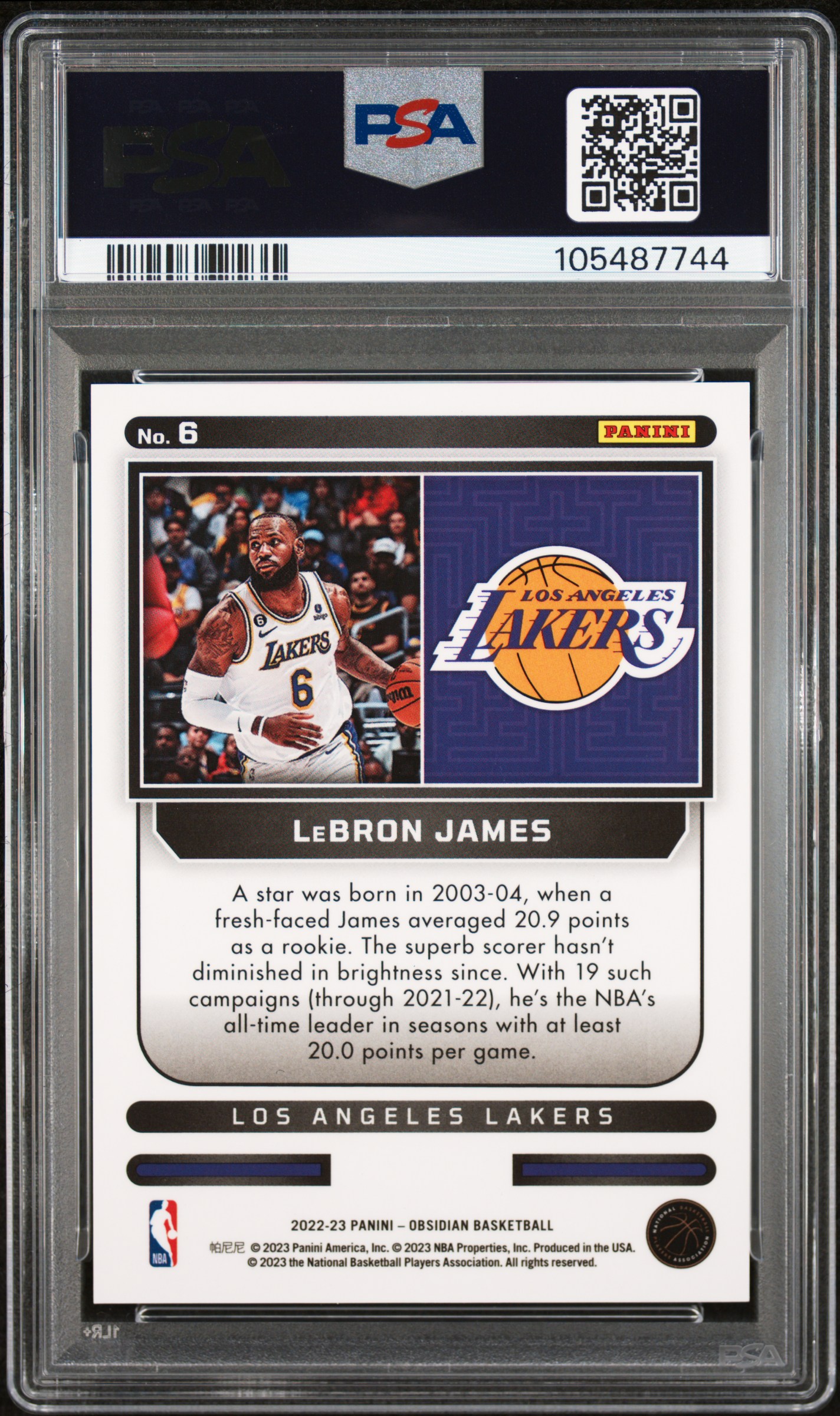 2022 Panini Obsidian Supernova Lebron James #6 (Supernova-Ee Red Flood) Gem Mt 10 back