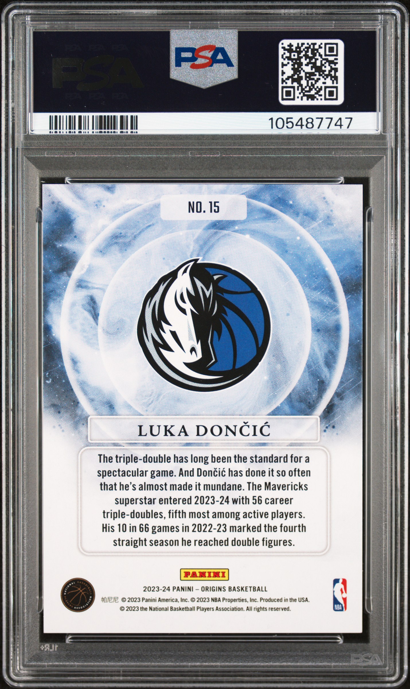 2023 Panini Origins Euphoria Luka Doncic #15 (Euphoria-Pink) Gem Mt 10 back