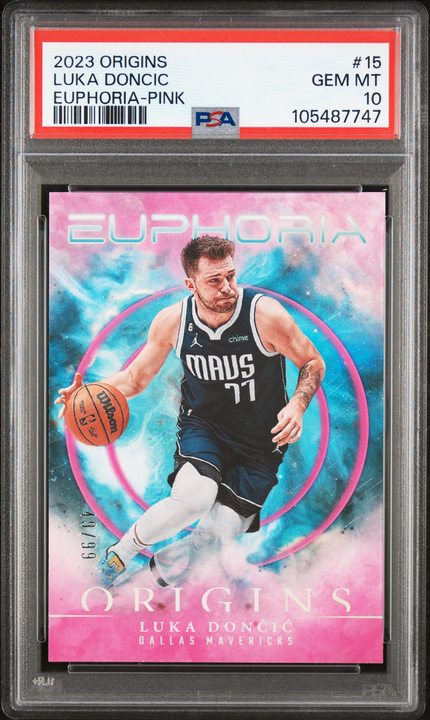 2023 Panini Origins Euphoria Luka Doncic #15 (Euphoria-Pink) Gem Mt 10 front
