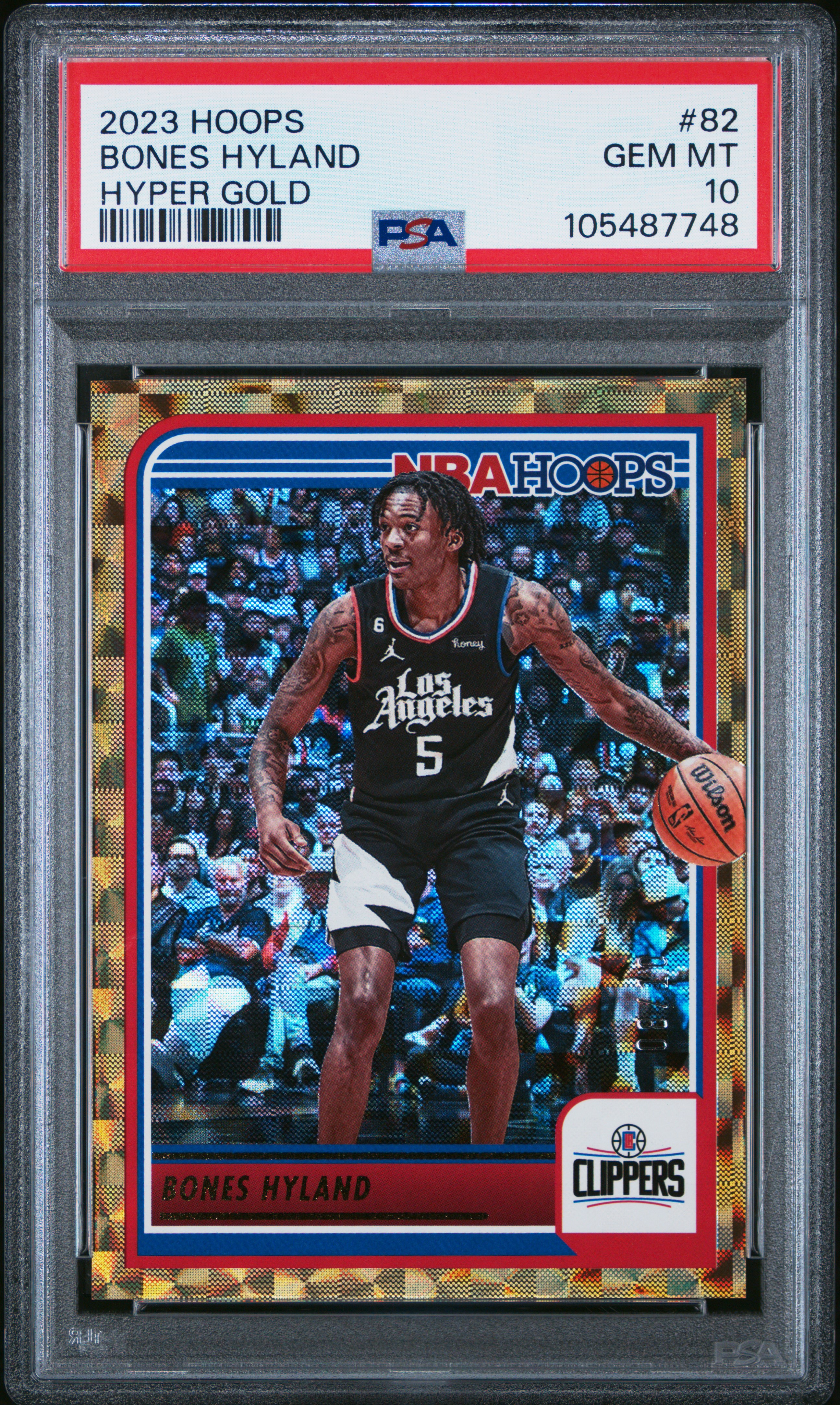 2023 Panini Nba Hoops Bones Hyland #82 (Hyper Gold) Gem Mt 10 front