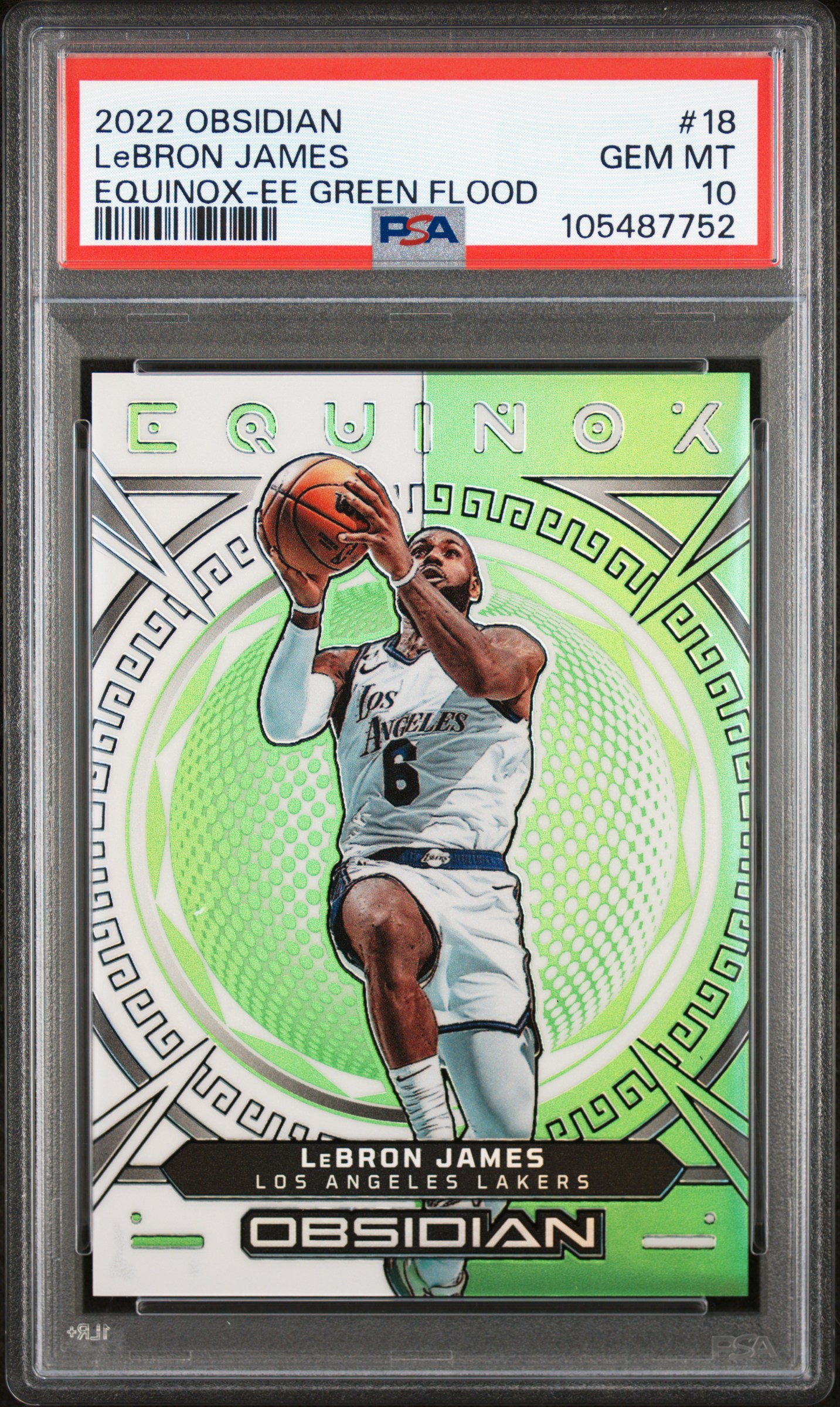 2022 Panini Obsidian Equinox Lebron James #18 (Equinox-Ee Green Flood) Gem Mt 10 front
