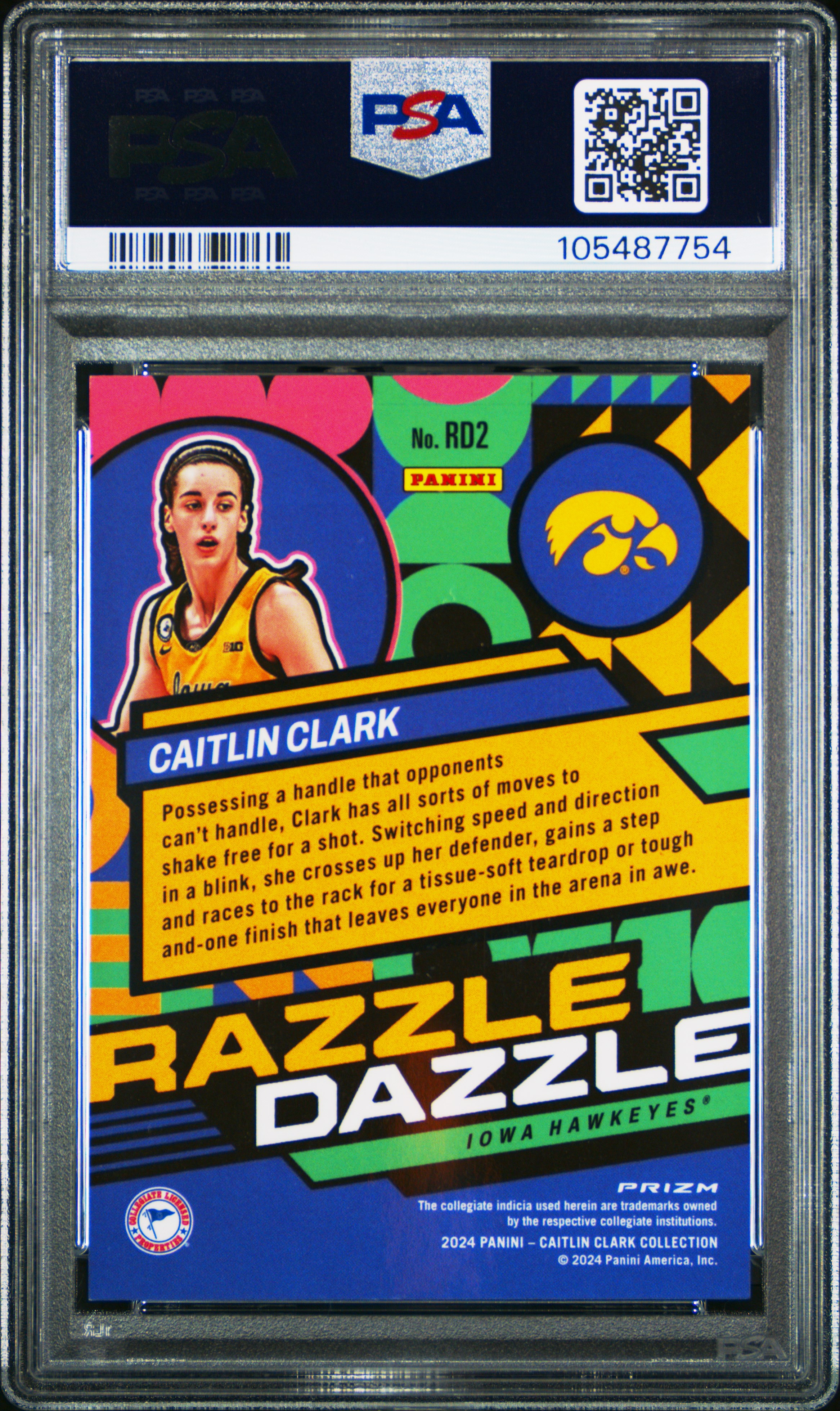2024 Panini Caitlin Clark Collection Razzle Dazzle Caitlin Clark #Rd2 Gem Mt 10 back