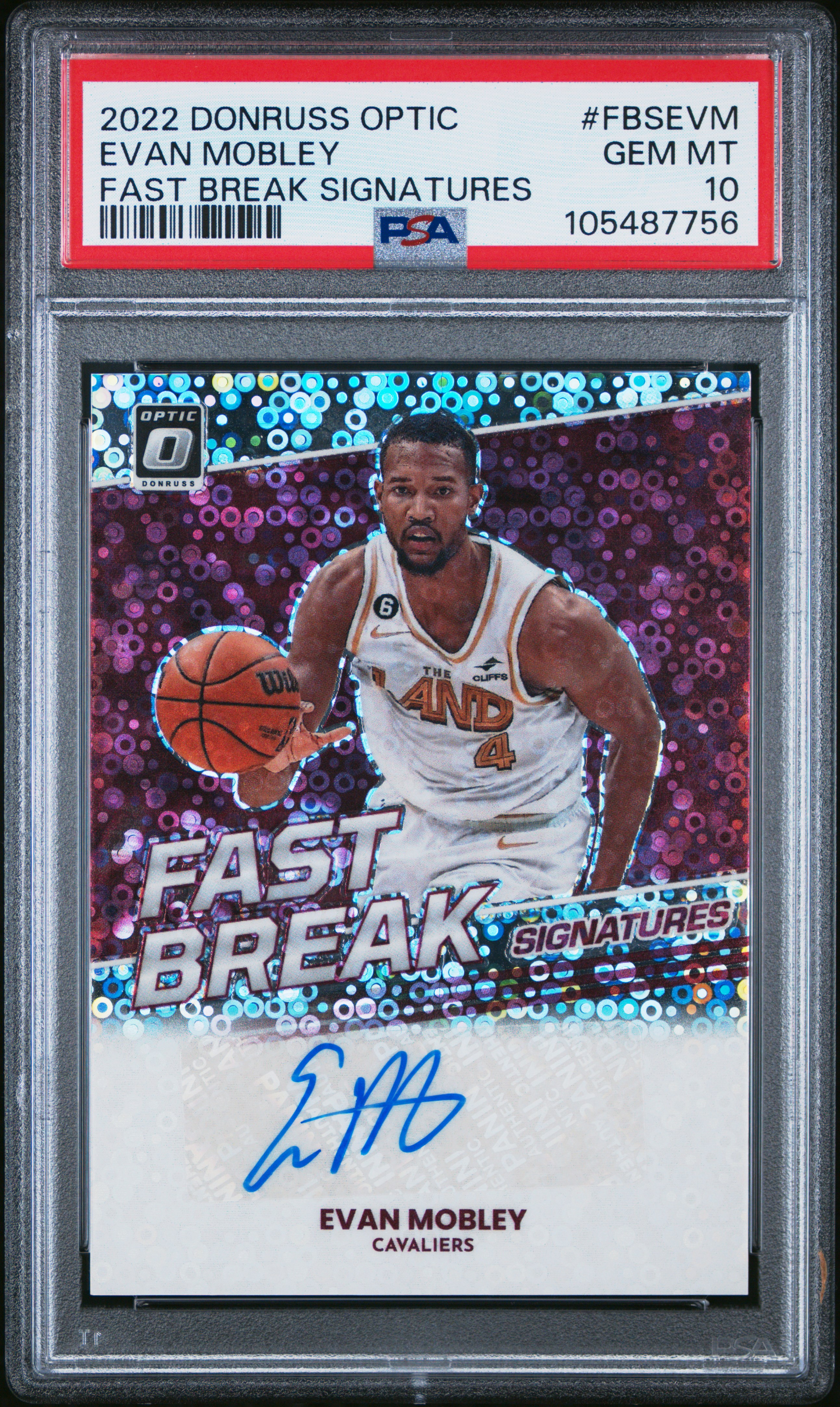 2022 Panini Donruss Optic Fast Break Signatures Evan Mobley #Fbsevm (Fast Break Signatures) Gem Mt 10 front