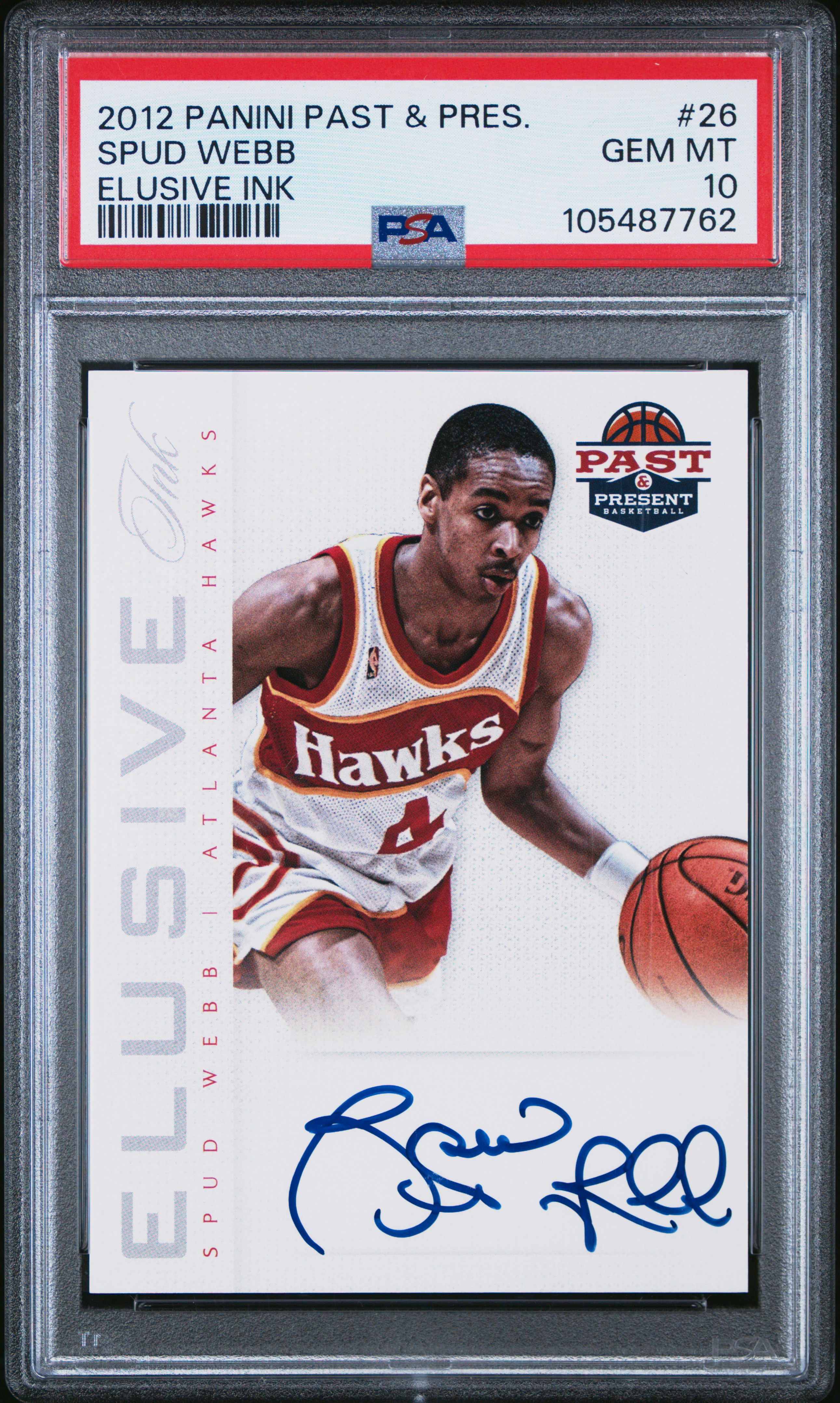 2012 Panini Past & Present Elusive Ink Spud Webb #26 (Elusive Ink) Gem Mt 10 front