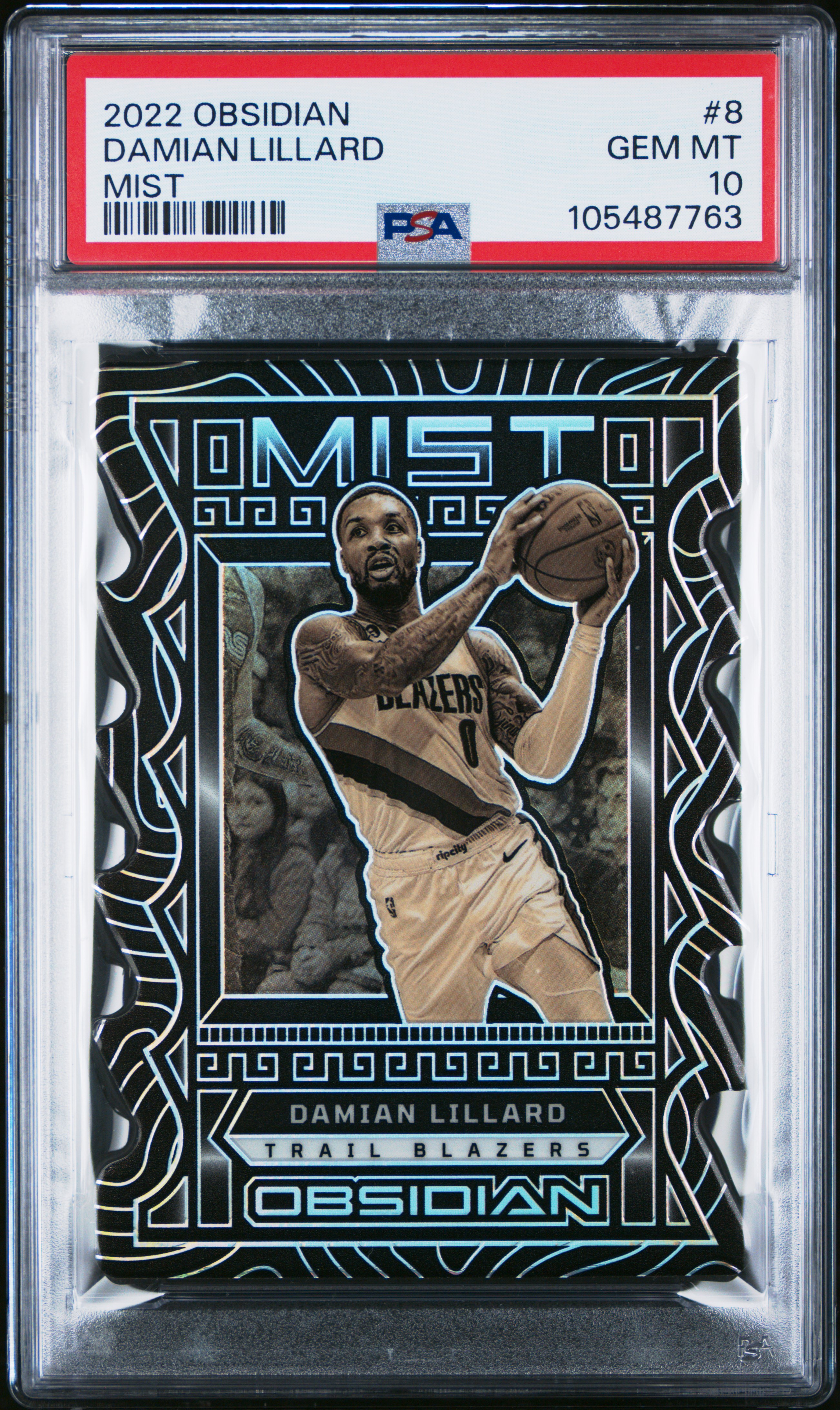 2022 Panini Obsidian Mist Damian Lillard #8 Gem Mt 10 front