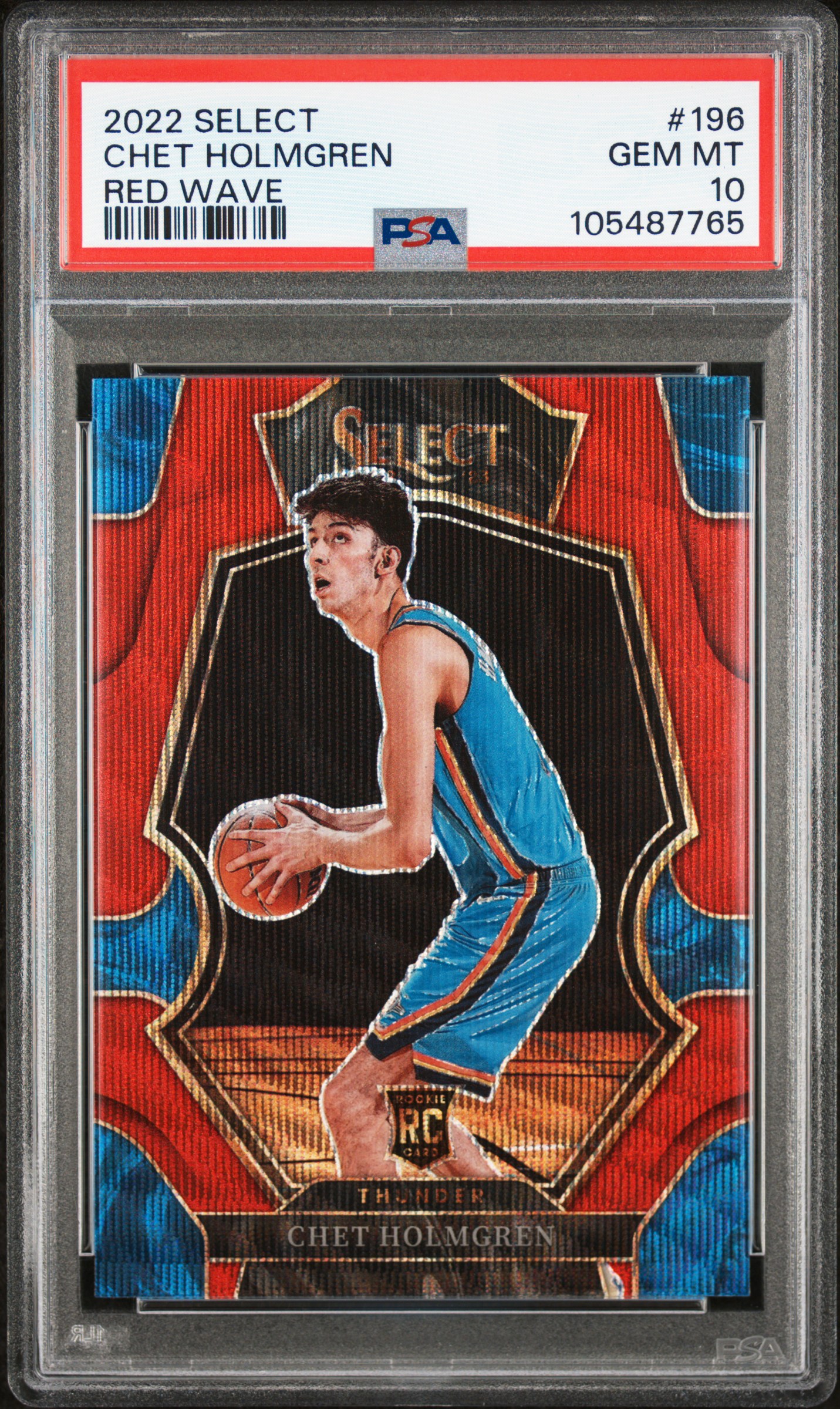 2022 Panini Select Chet Holmgren #196 (Red Wave) Gem Mt 10 front