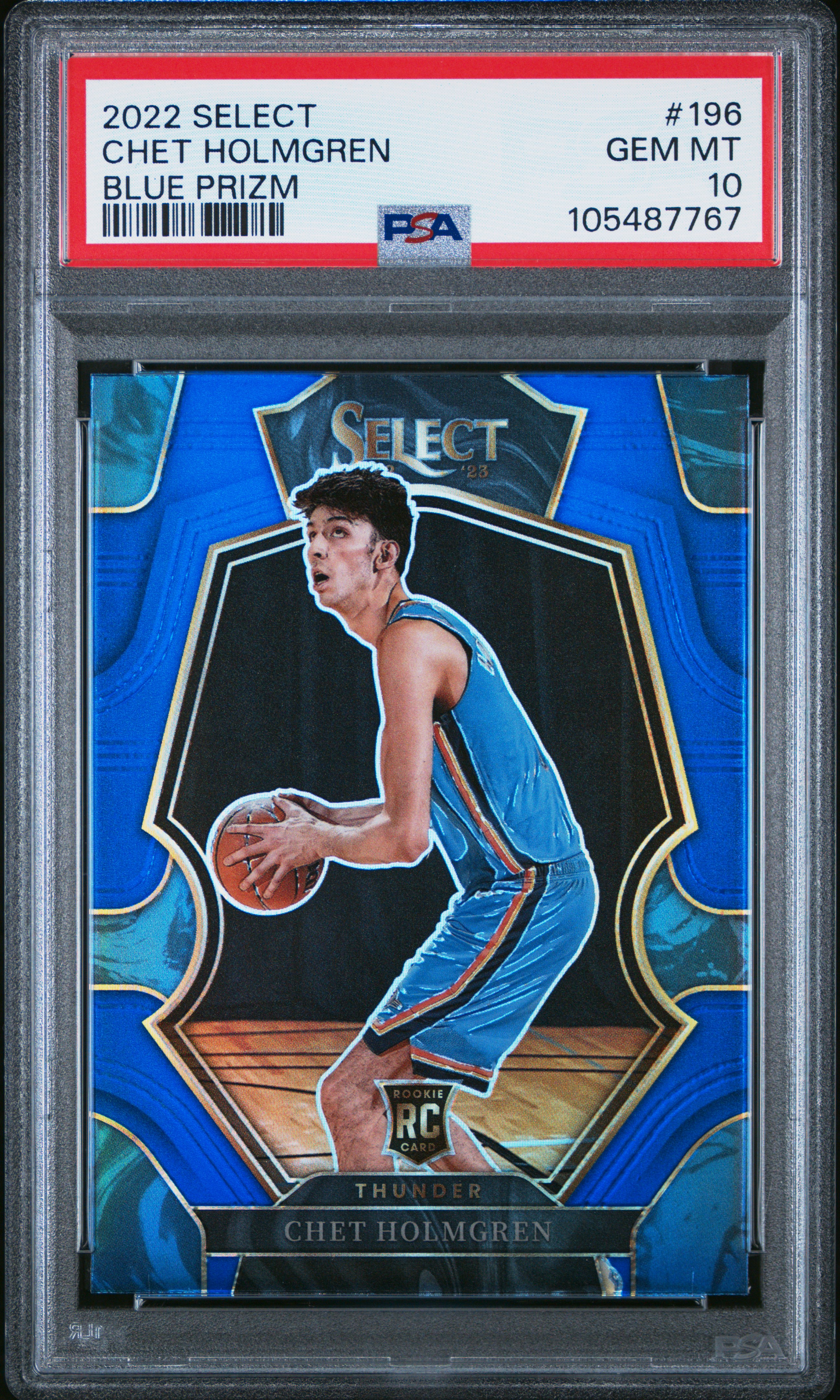 2022 Panini Select Chet Holmgren #196 (Blue Prizm) Gem Mt 10 front