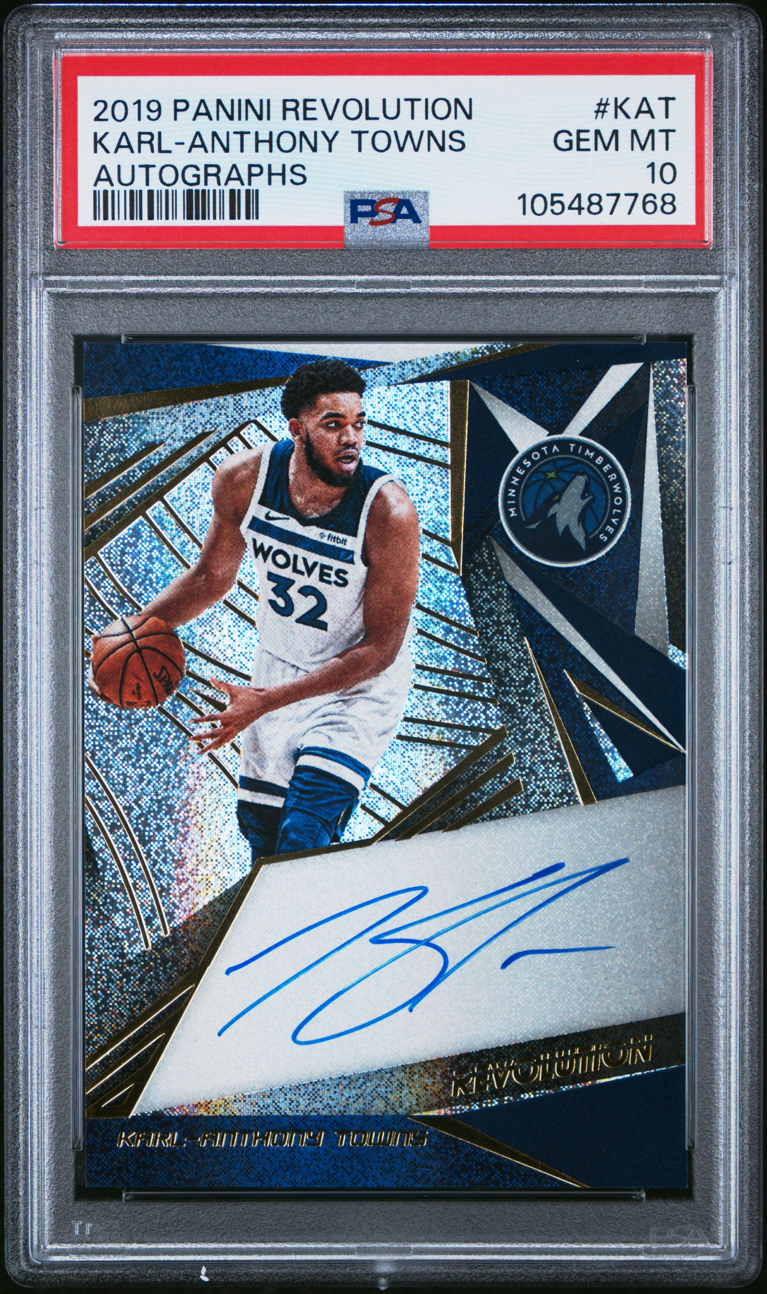 2019 Panini Revolution Autographs Karl-Anthony Towns #Kat (Autographs) Gem Mt 10 front