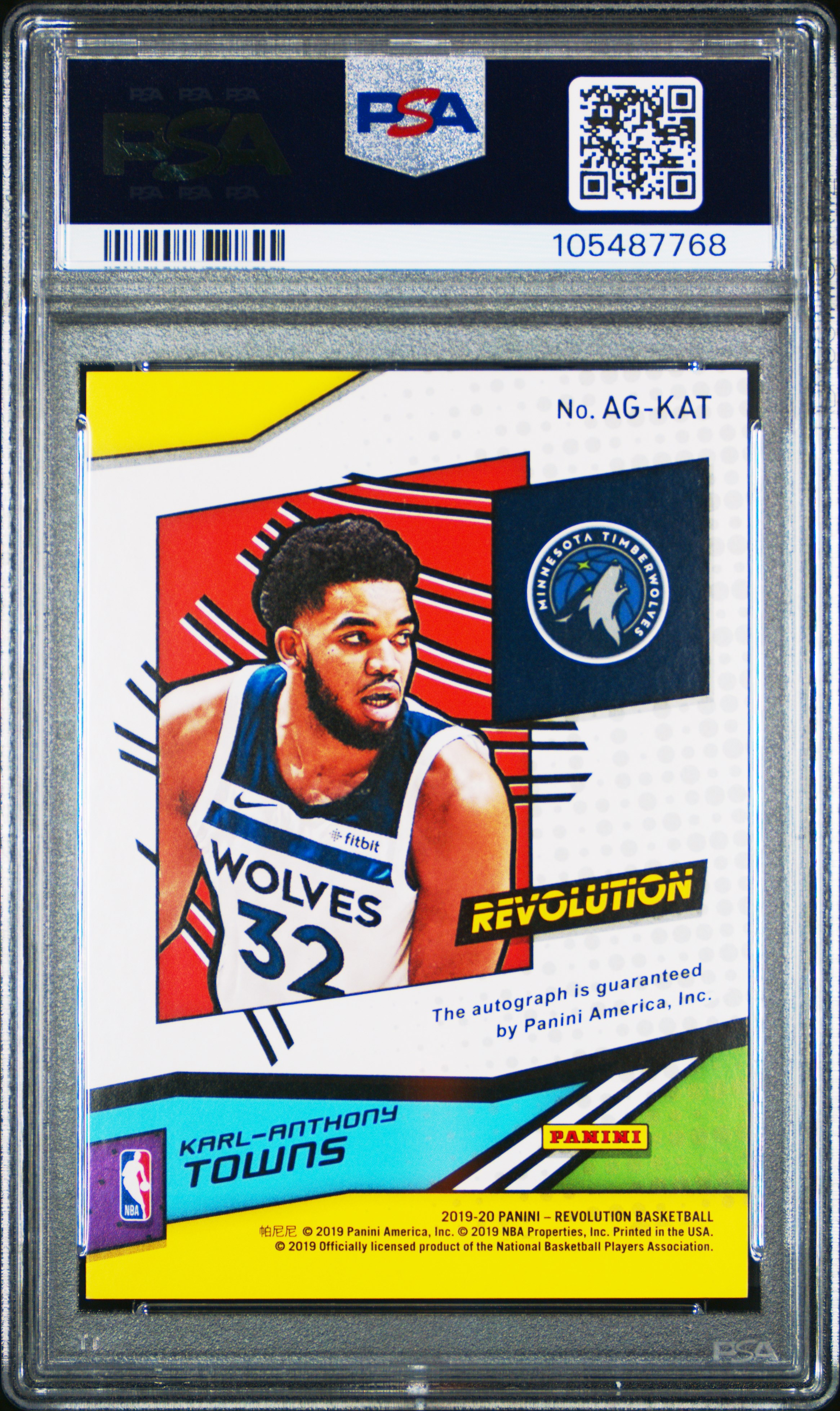 2019 Panini Revolution Autographs Karl-Anthony Towns #Kat (Autographs) Gem Mt 10 back