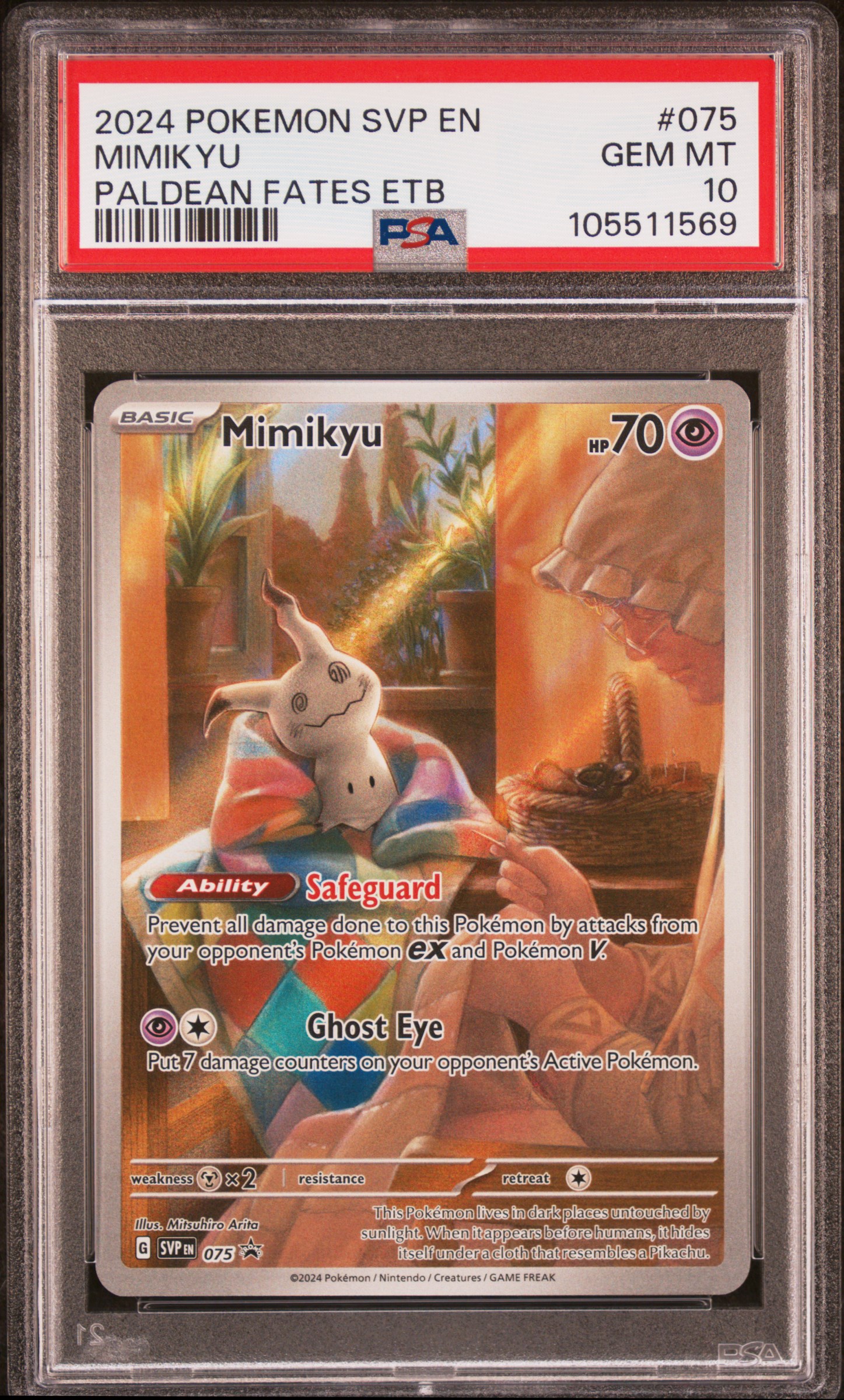 2024 #075 Mimikyu PSA 10 Svp EN-SV Black Star Promo